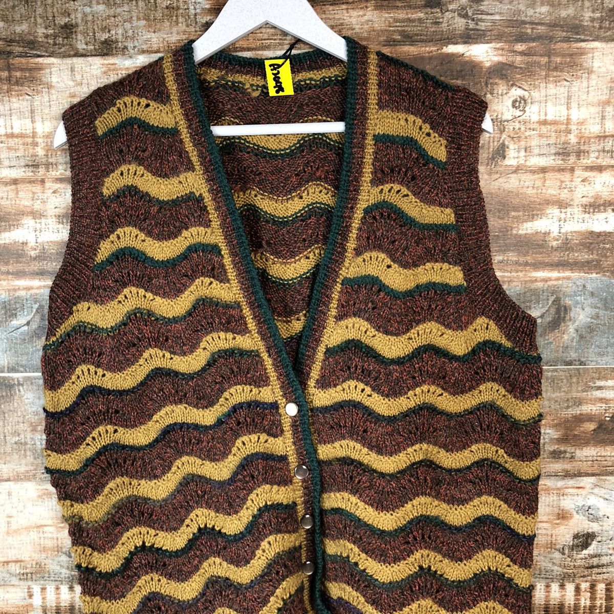 Handmade × Japanese Brand × Vintage Japan vintage wave cardigan Vest Knitwear #A2047 Size M / US 6-8 / IT 42-44 - 5 Thumbnail