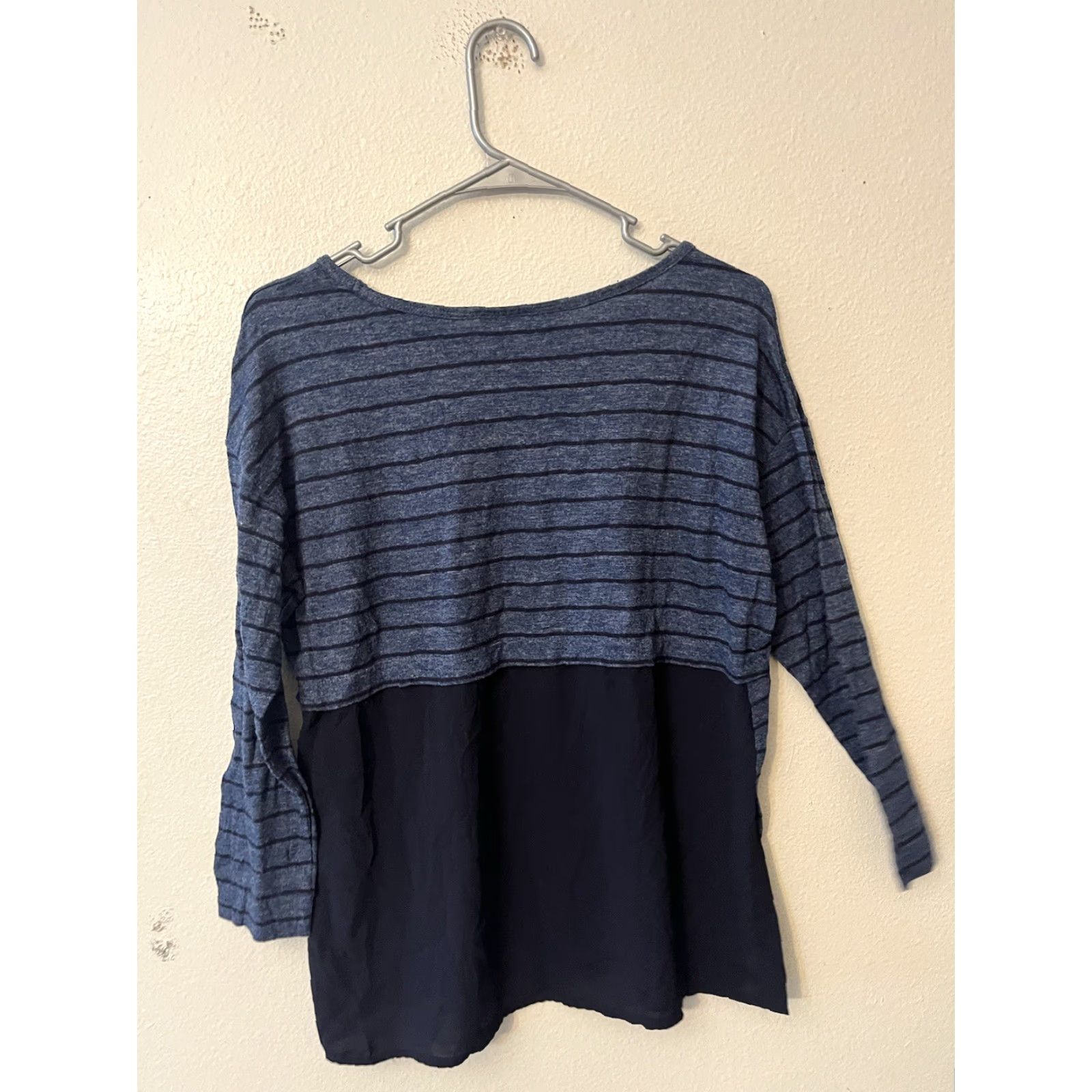 Loft LOFT Blue Striped Sweater Shirt Womens Long Sleeve Round Neck Pullover Size M (Medium) Dress/Top Knit Knitwear Pullover Sweater Size M / US 6-8 / IT 42-44 - 2 Thumbnail