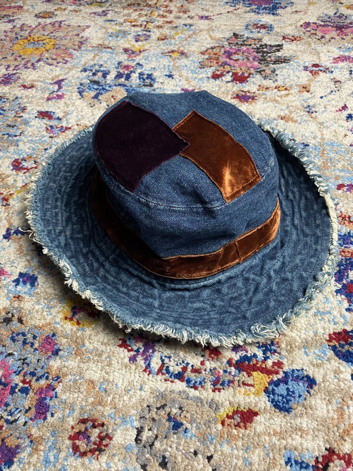 Japanese Brand Override9999 Japan Patchworks Denim Farmers Field Hat Size ONE SIZE - 2 Thumbnail