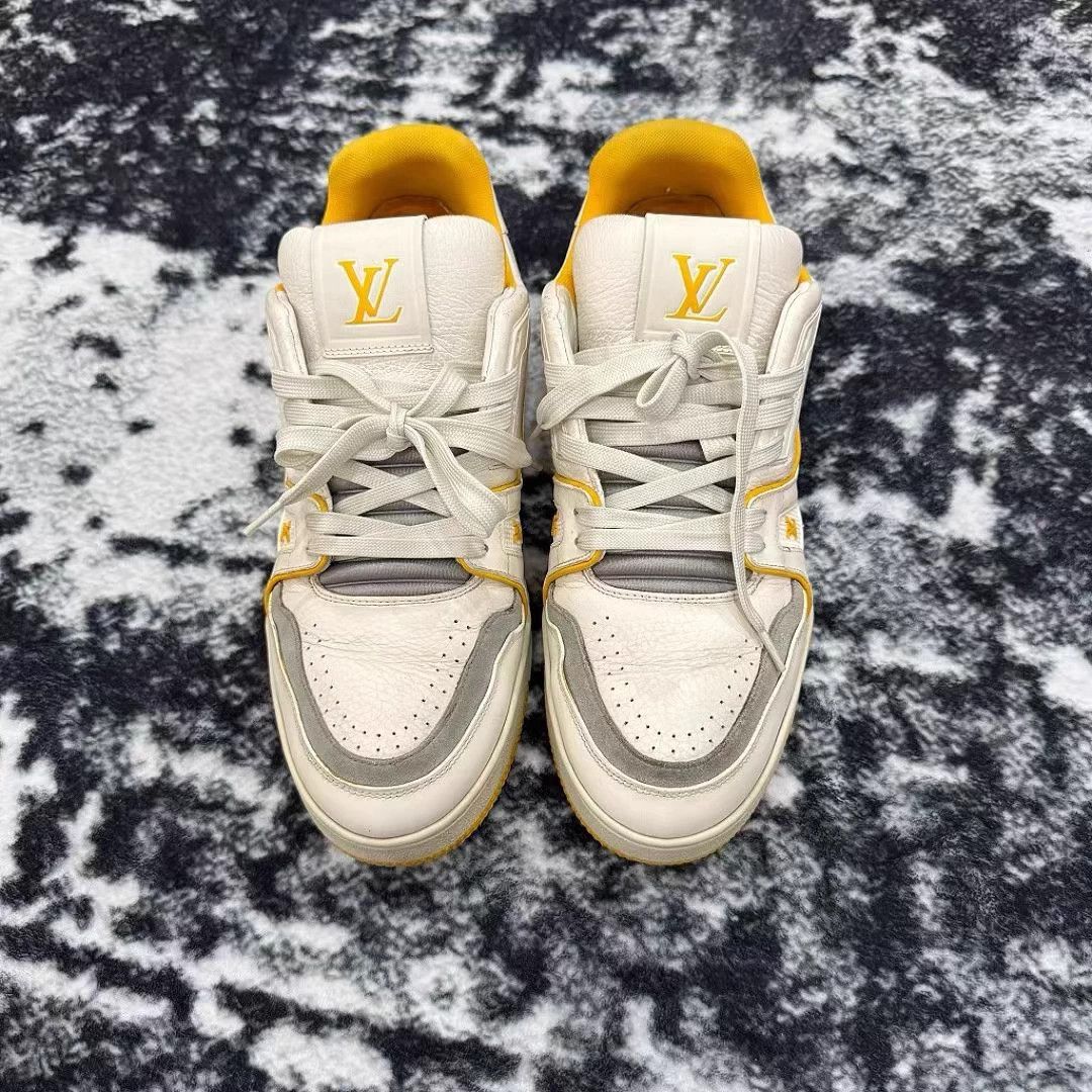 Louis Vuitton LV Trainer White Yellow Cement Blown 7/41 95 New Size US 10 / IT 40 - 2 Thumbnail