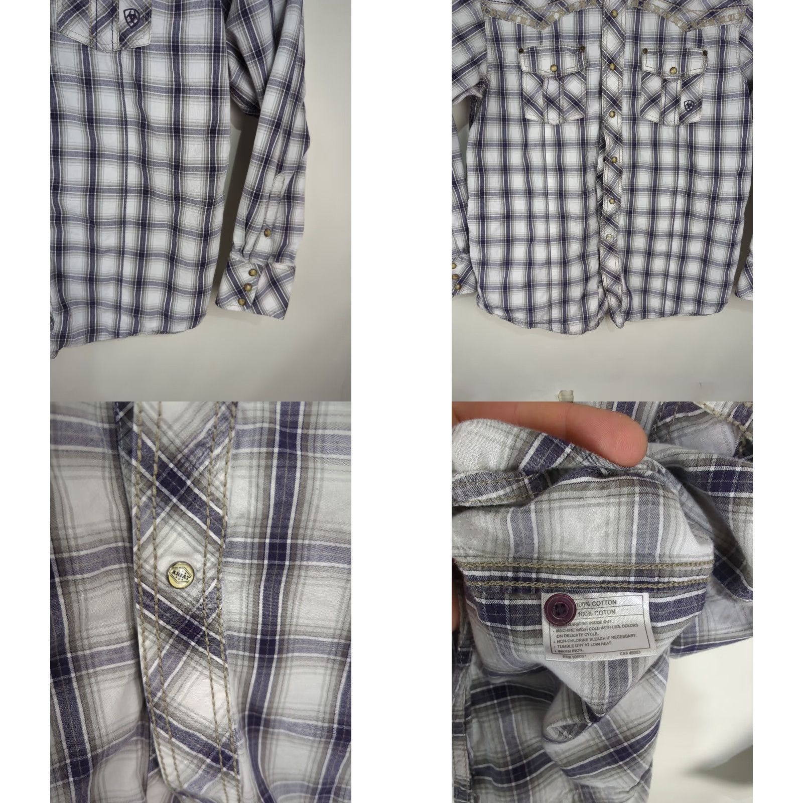 Ariat Ariat Retro Fit Plaid Pearl Snap Long Sleeve Button Up Shirt L Mens Western Size US L / EU 52-54 / 3 - 8 Thumbnail