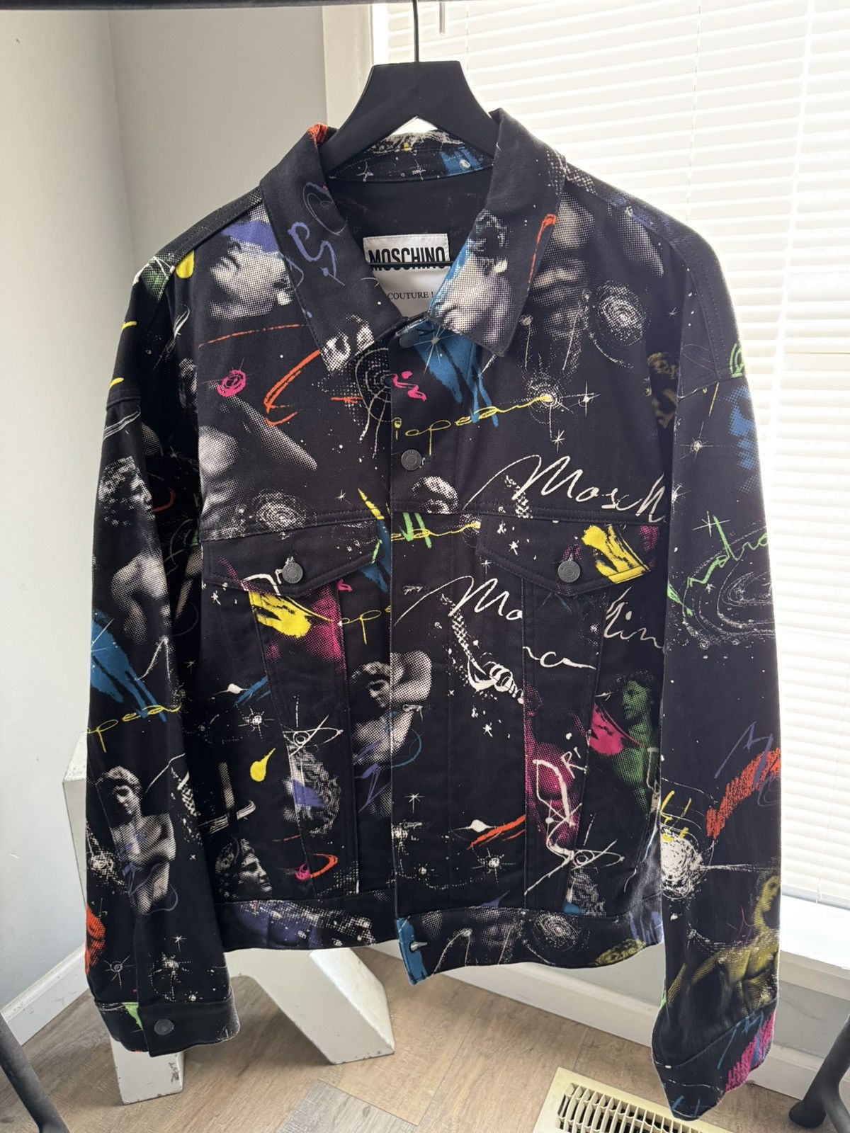 Moschino MOSCHINO Galaxy-Print Denim Jacket Size US M / EU 48-50 / 2 - 4 Thumbnail