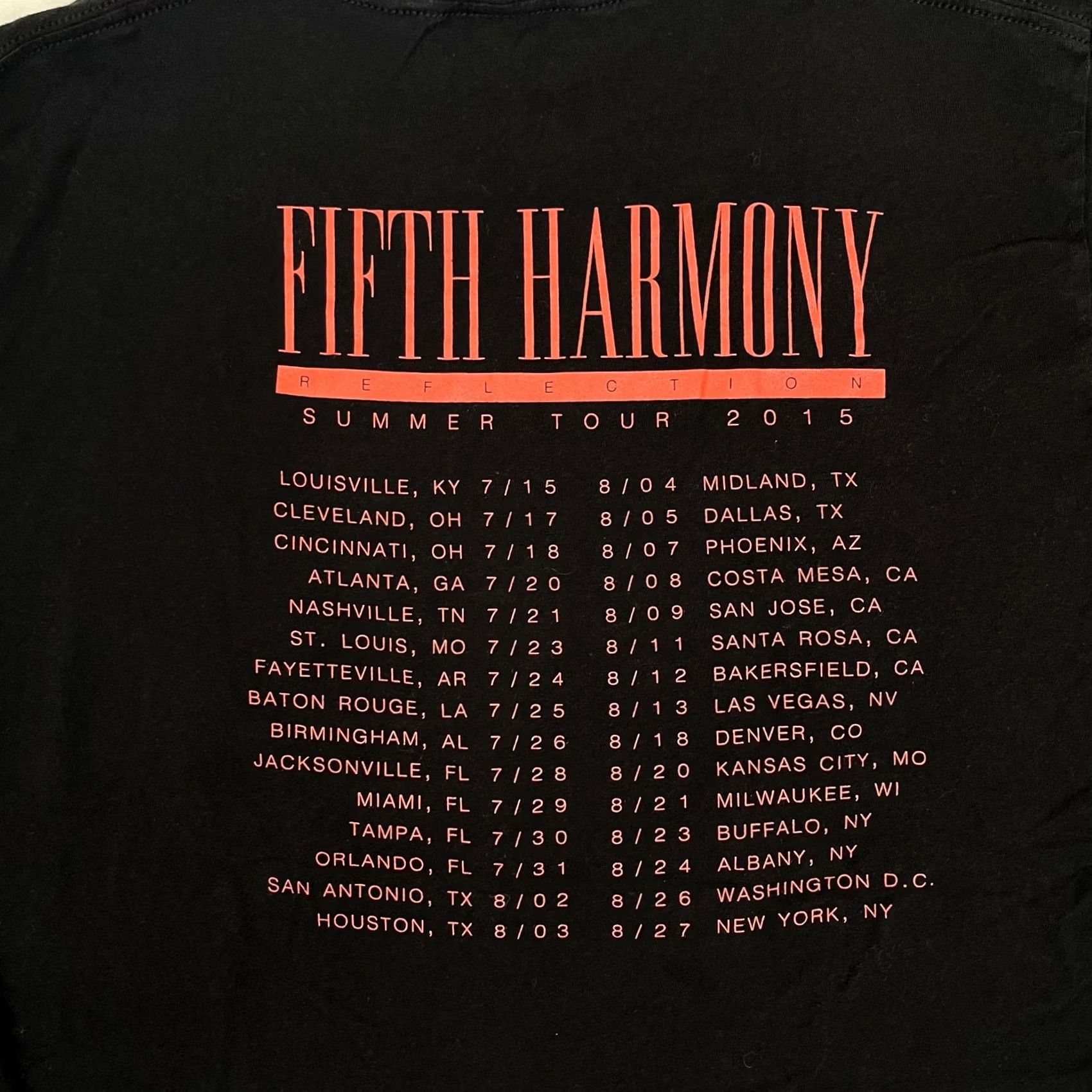 Tultex Fifth Harmony Reflection Summer Tour 2015 T-Shirt Mens M Black Concert Band Size US M / EU 48-50 / 2 - 7 Thumbnail