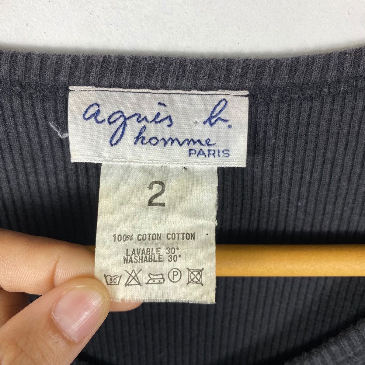 agnes b. Vintage AGNES B. Homme Paris Thermal Black Faded Tops Tee Size M / US 6-8 / IT 42-44 - 6 Thumbnail