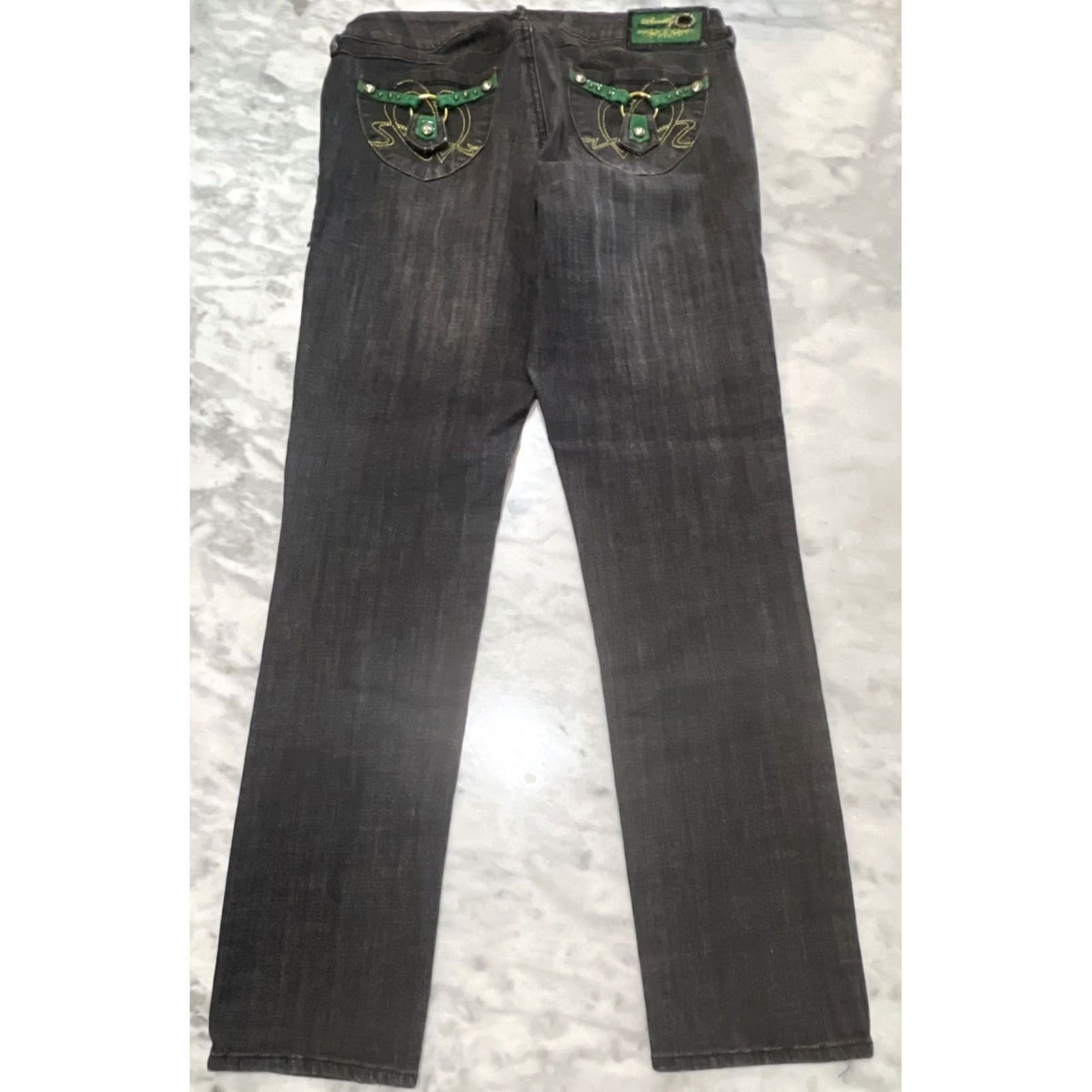 Southpole South Pole Premium Jeans Women’s 11 Stretch Black Bling Rhinestones Size 32" / US 10 / IT 46 - 5 Thumbnail