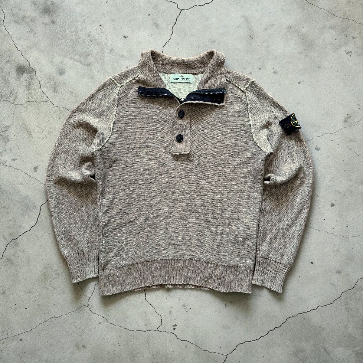 Stone Island Stone Island SS2012 Lino Flax half button cotton sweater Size US M / EU 48-50 / 2 - 2 Thumbnail
