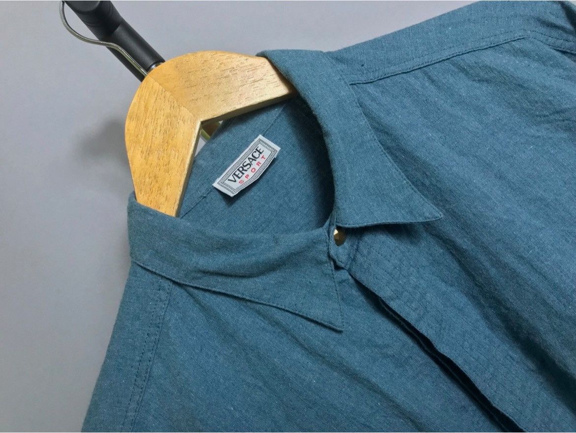 Versace × Vintage Versace Sport shirt long sleeve cotton blue luxury western Size US L / EU 52-54 / 3 - 3 Thumbnail