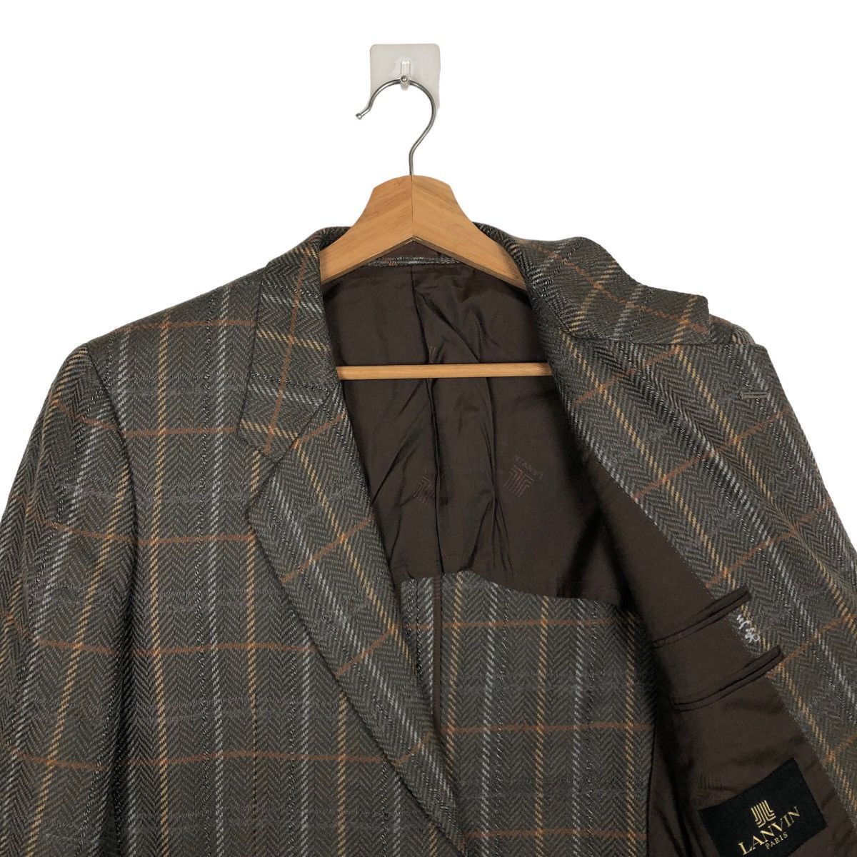 Japanese Brand VINTAGE DOUBLE BREAST COAT JACKET TARTAN DESIGN LANVIN PARIS Size US M / EU 48-50 / 2 - 9 Thumbnail