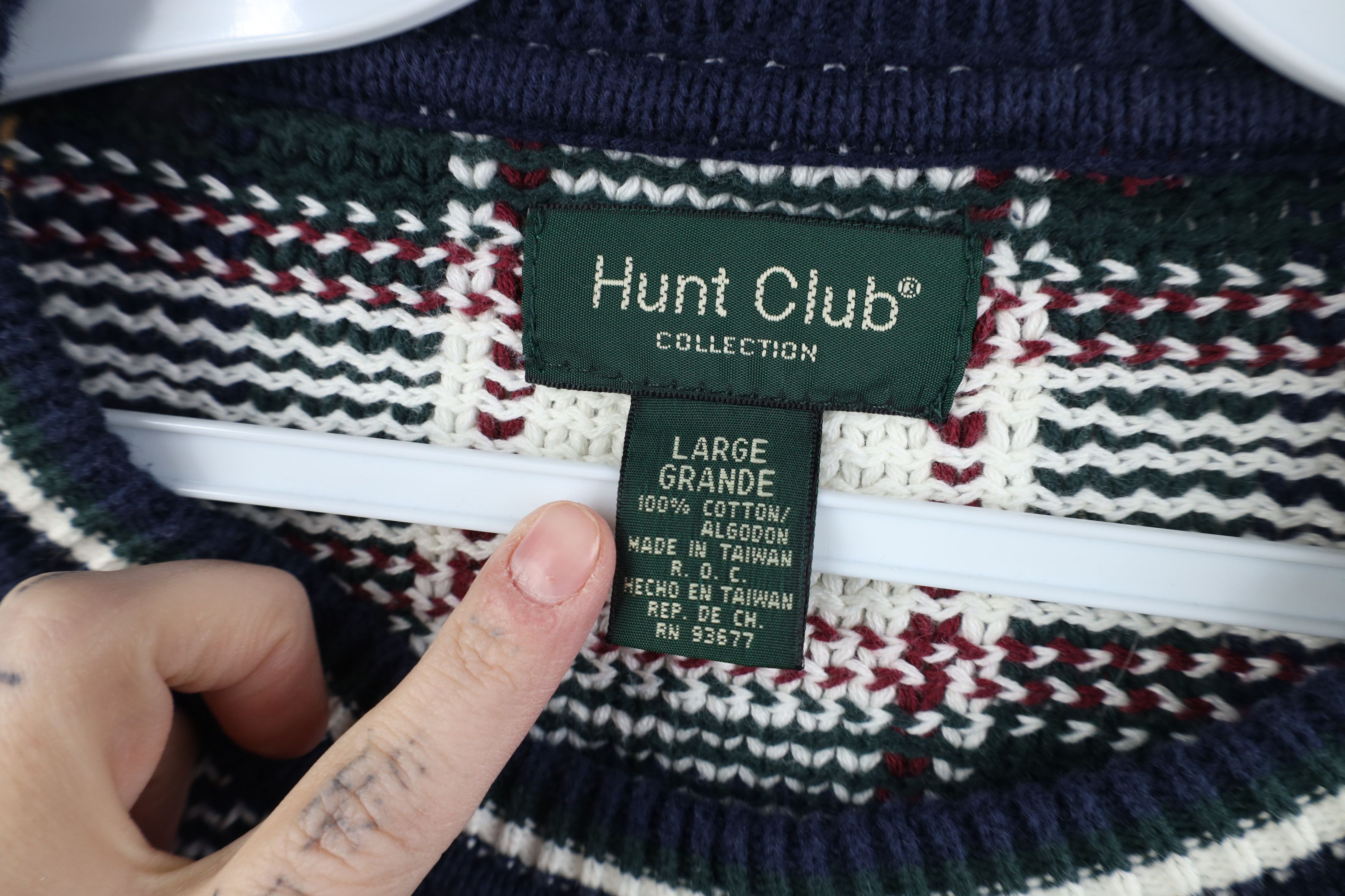 Vintage Vintage 90s Streetwear Cotton Knit Crewneck Sweater Plaid Size US L / EU 52-54 / 3 - 6 Thumbnail