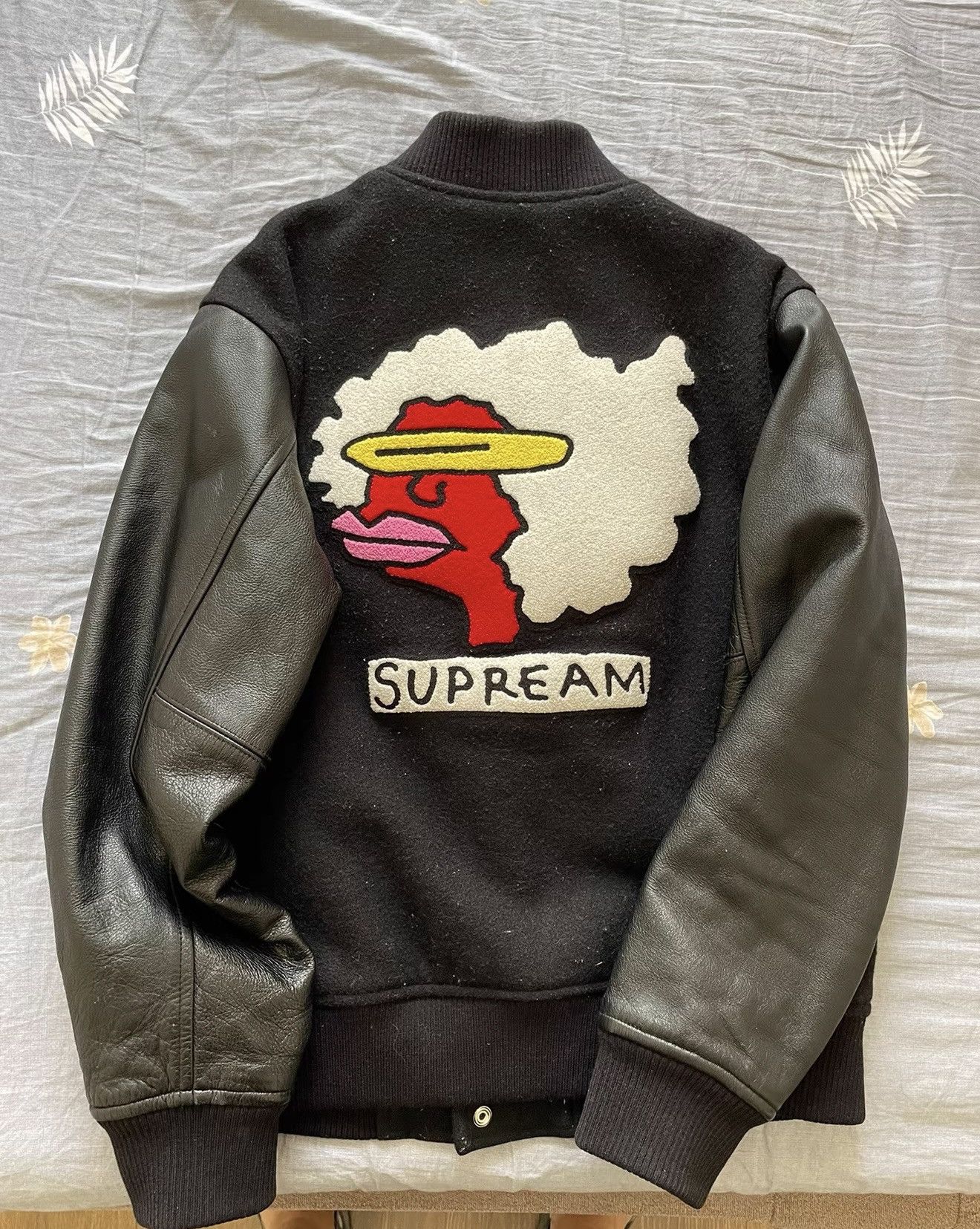 Supreme Supreme Pebbled Leather Varsity Jacket Multicolor | Grailed