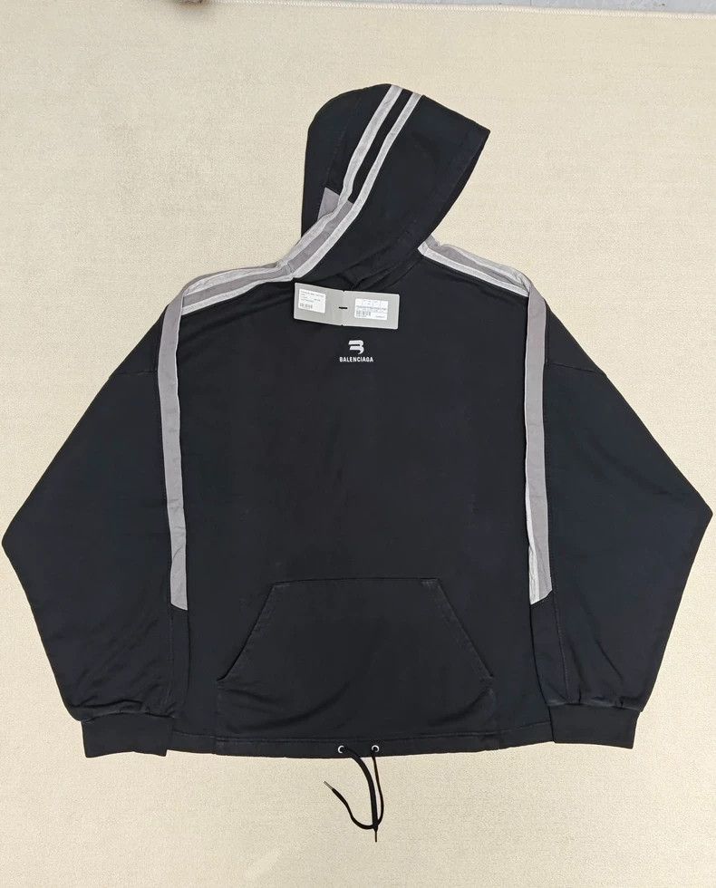 Balenciaga New Balenciaga Black Striped Hoodie Sweatshirt - dmc Size US XL / EU 56 / 4 - 1 Thumbnail