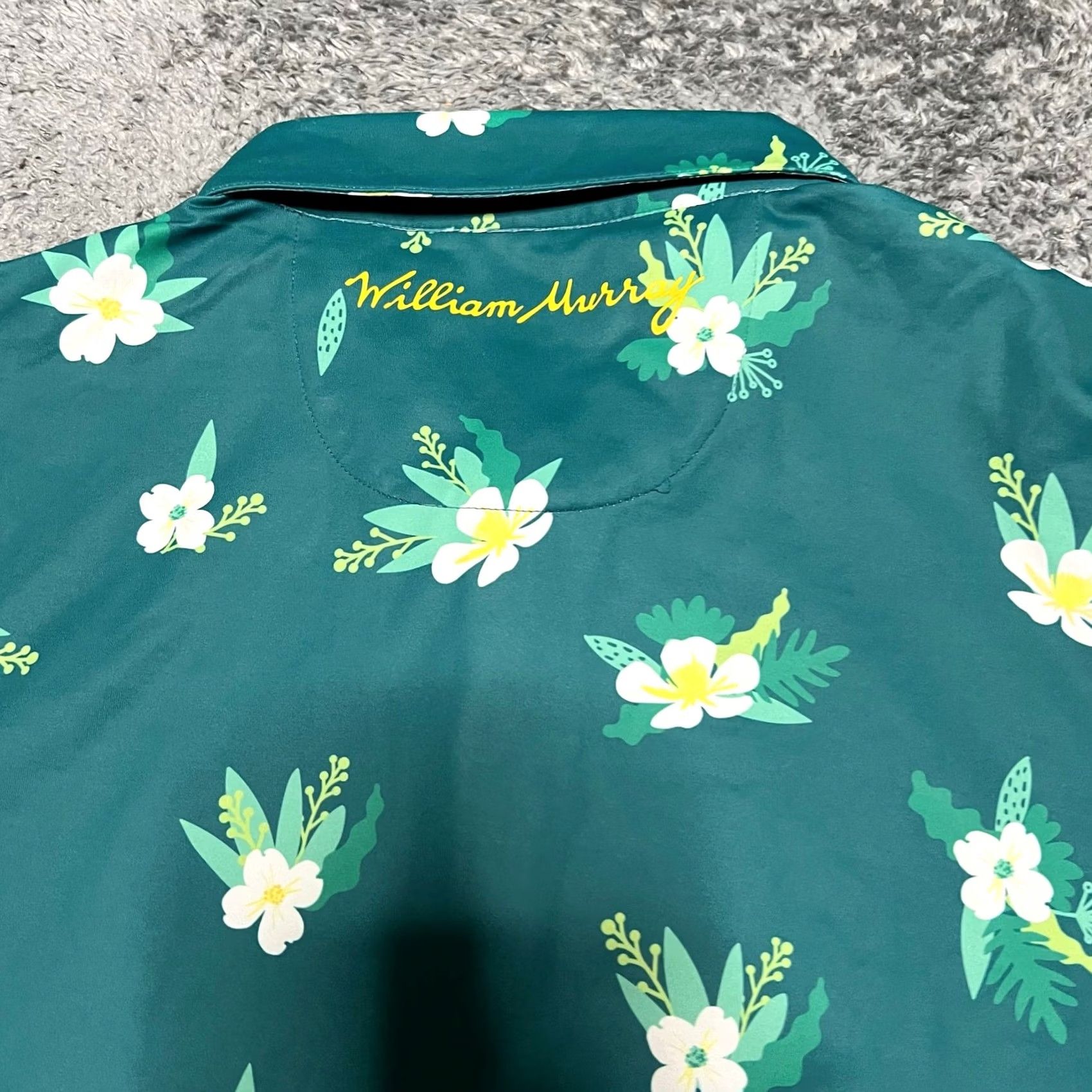 Vintage William Murray Polo Shirt Men Large Green Performance Golf Floral All Over Print Size US L / EU 52-54 / 3 - 4 Thumbnail