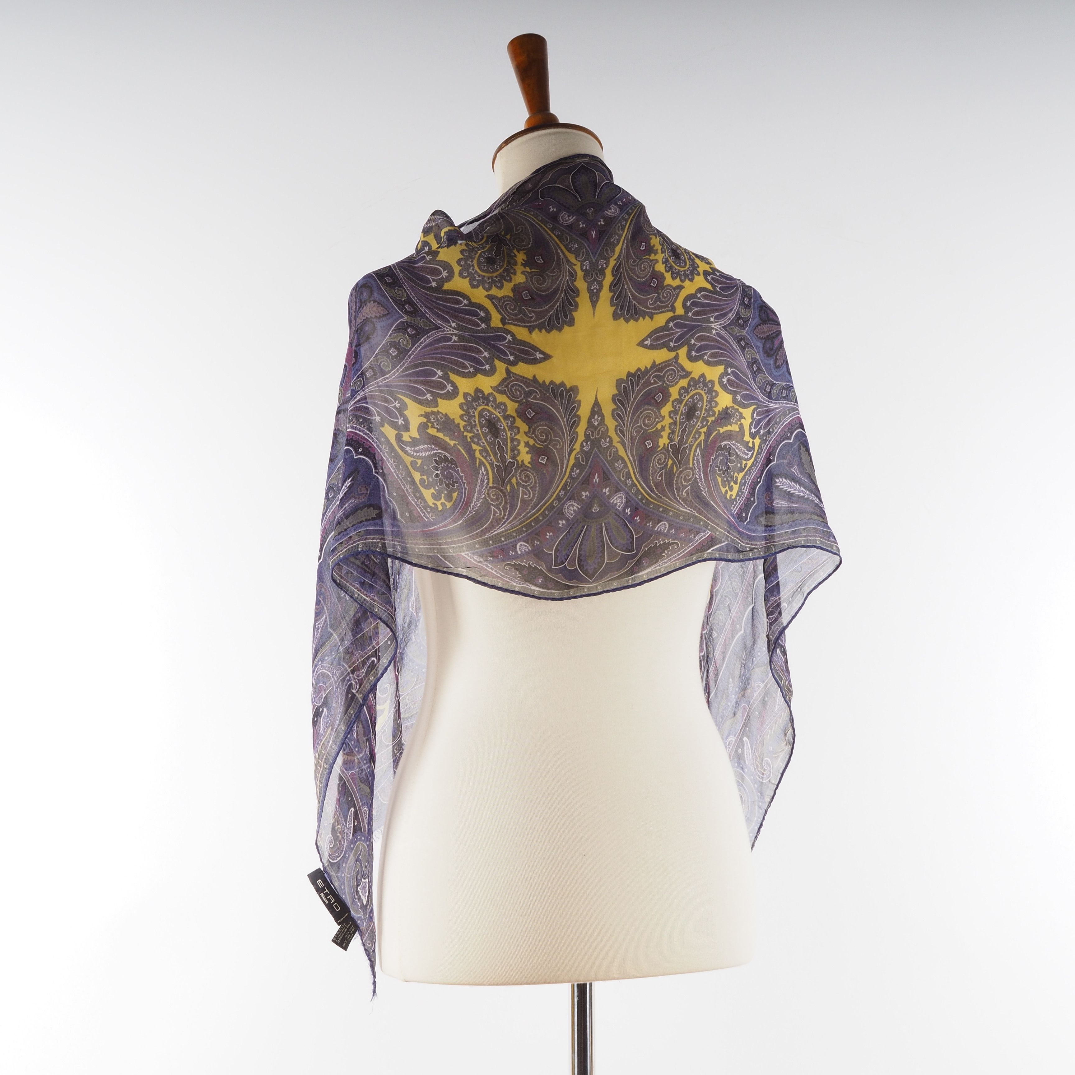 Etro ETRO Women's Purple Multicolor Paisley Silk Scarf Shawl Wrap Size ONE SIZE - 2 Thumbnail