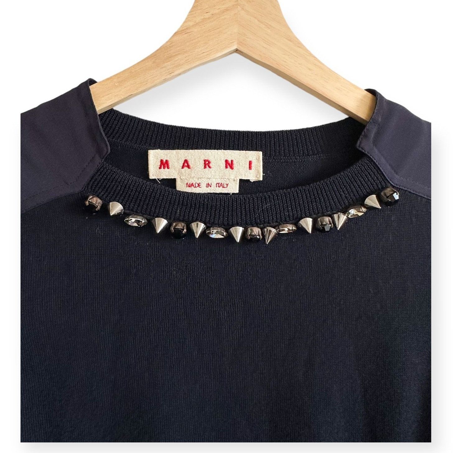 Marni Marni Embellished Wool-Silk Sweater FW2012, Blue, Size: IT Size S / US 4 / IT 40 - 10 Thumbnail