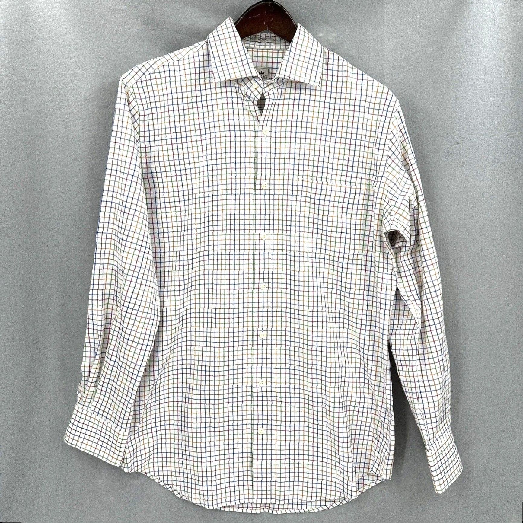 Peter Millar Peter Millar Shirt Mens Medium Windowpane Check Button Front Long White Size US M / EU 48-50 / 2 - 2 Thumbnail