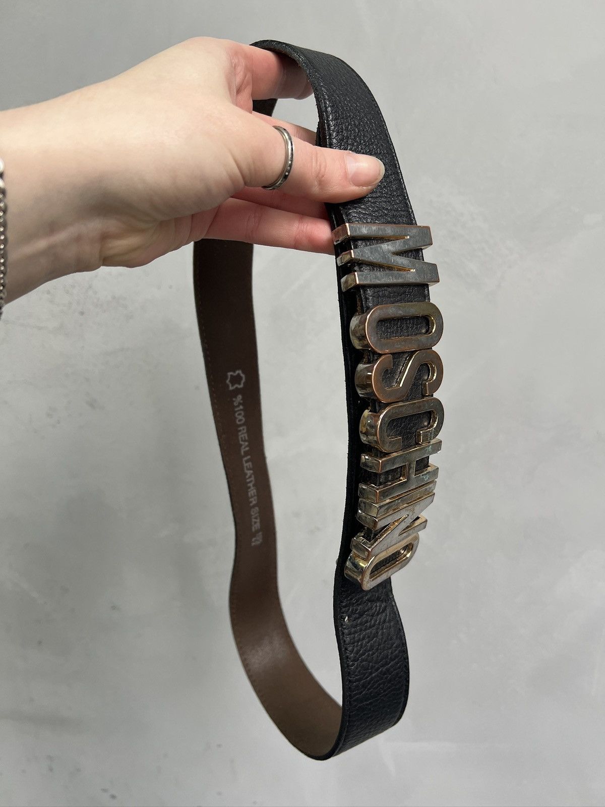 Moschino Moschino leather archive buckle logo belt y2k Size ONE SIZE - 3 Thumbnail