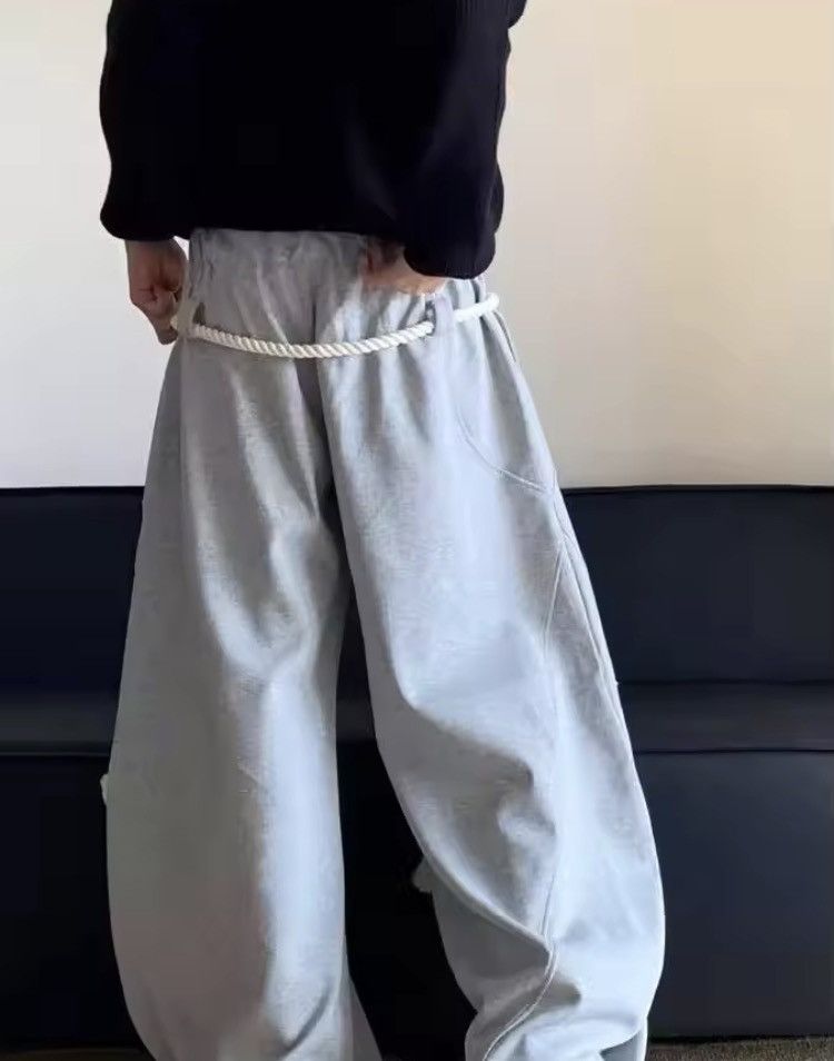 Japanese Brand Rope-Belt Wide Leg Sweatpants Size US 32 / EU 48 - 3 Thumbnail