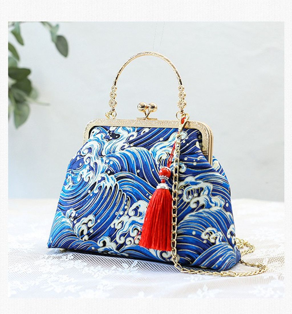 One-Shoulder Crossbody Ancient Style With Cheongsam Bag in Blue, Men's
