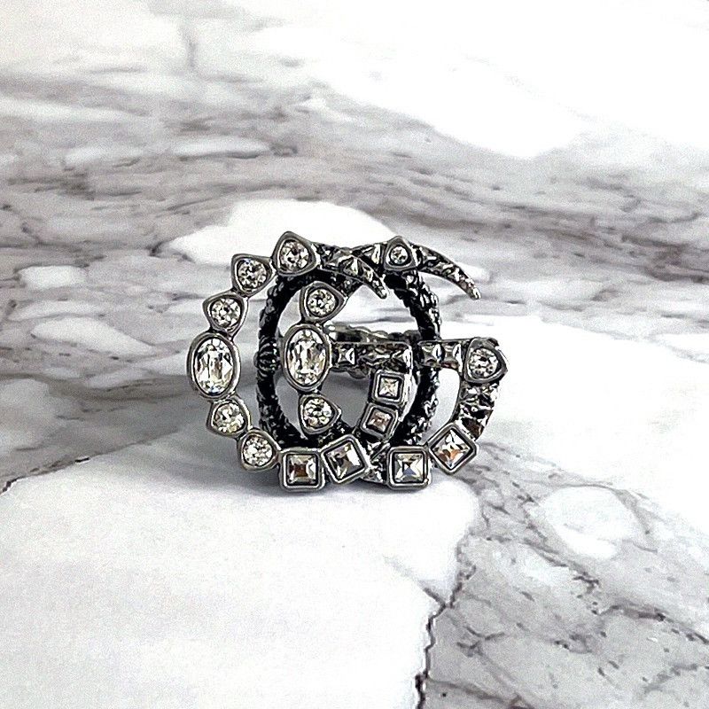 Gucci Gucci Mamont Crystal GG Doubling Ring Size ONE SIZE - 4 Thumbnail
