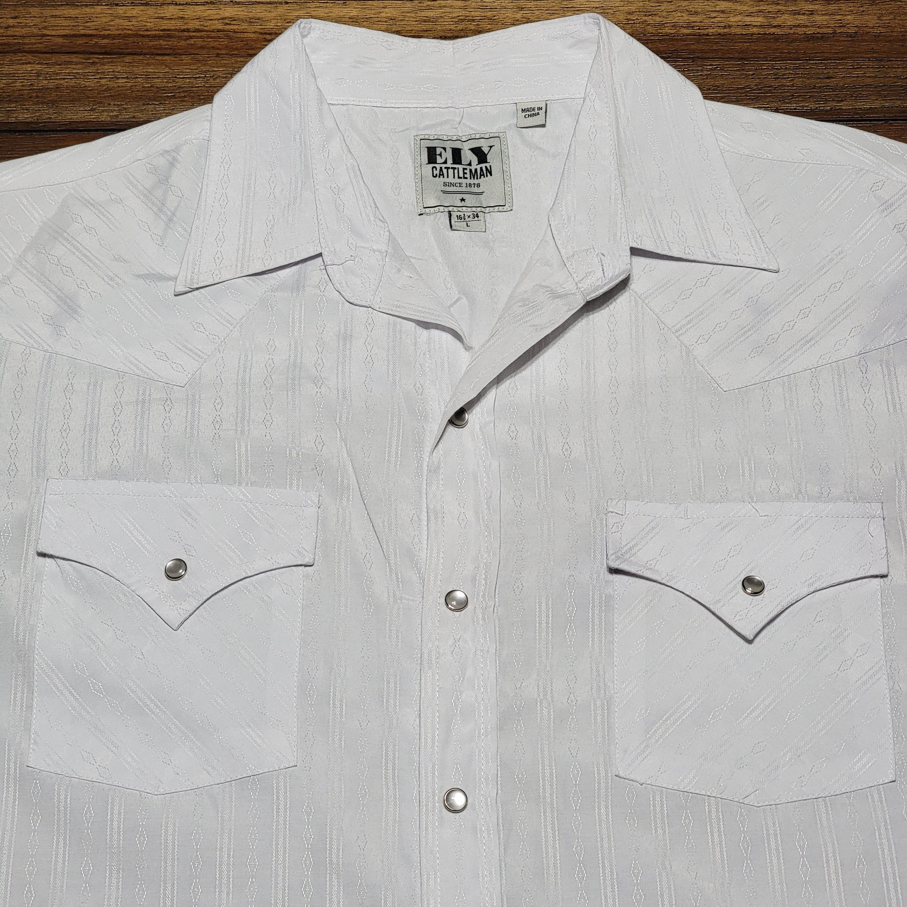 Other Ely Cattleman Pearl Snaps LS Western - Large (16 1/2 x 34) Size US L / EU 52-54 / 3 - 2 Thumbnail