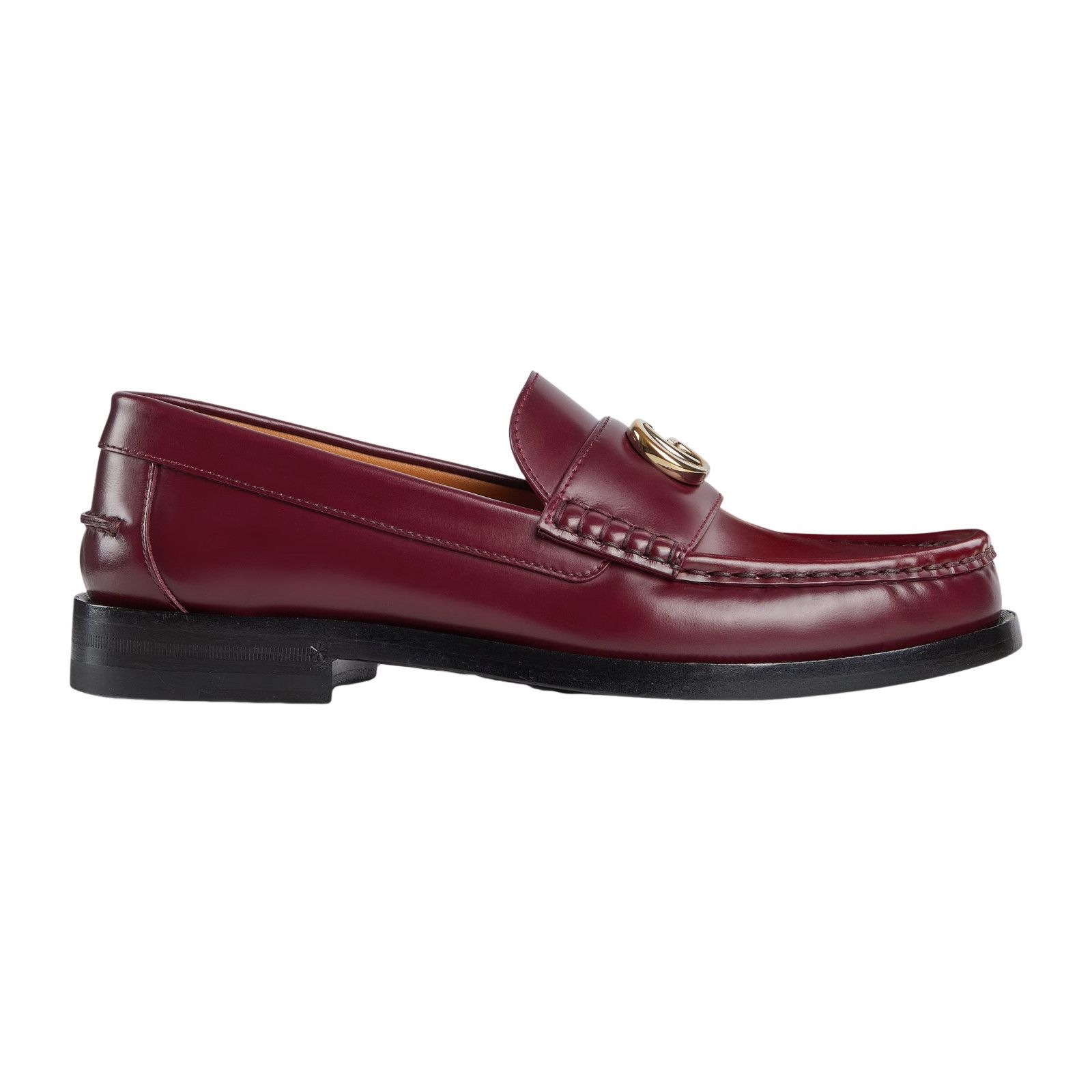 GUCCI Double G $1090 Women\'s Rosso Ancora Red Leather Loafer