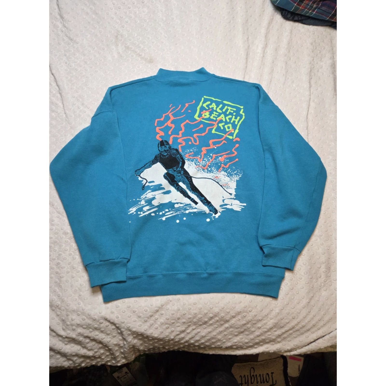 Tultex VINTAGE Tultex Sweatshirt Mens L Teal 80s California Beach Co. Ski Graphic Pullover Shirt Size US L / EU 52-54 / 3 - 4 Thumbnail