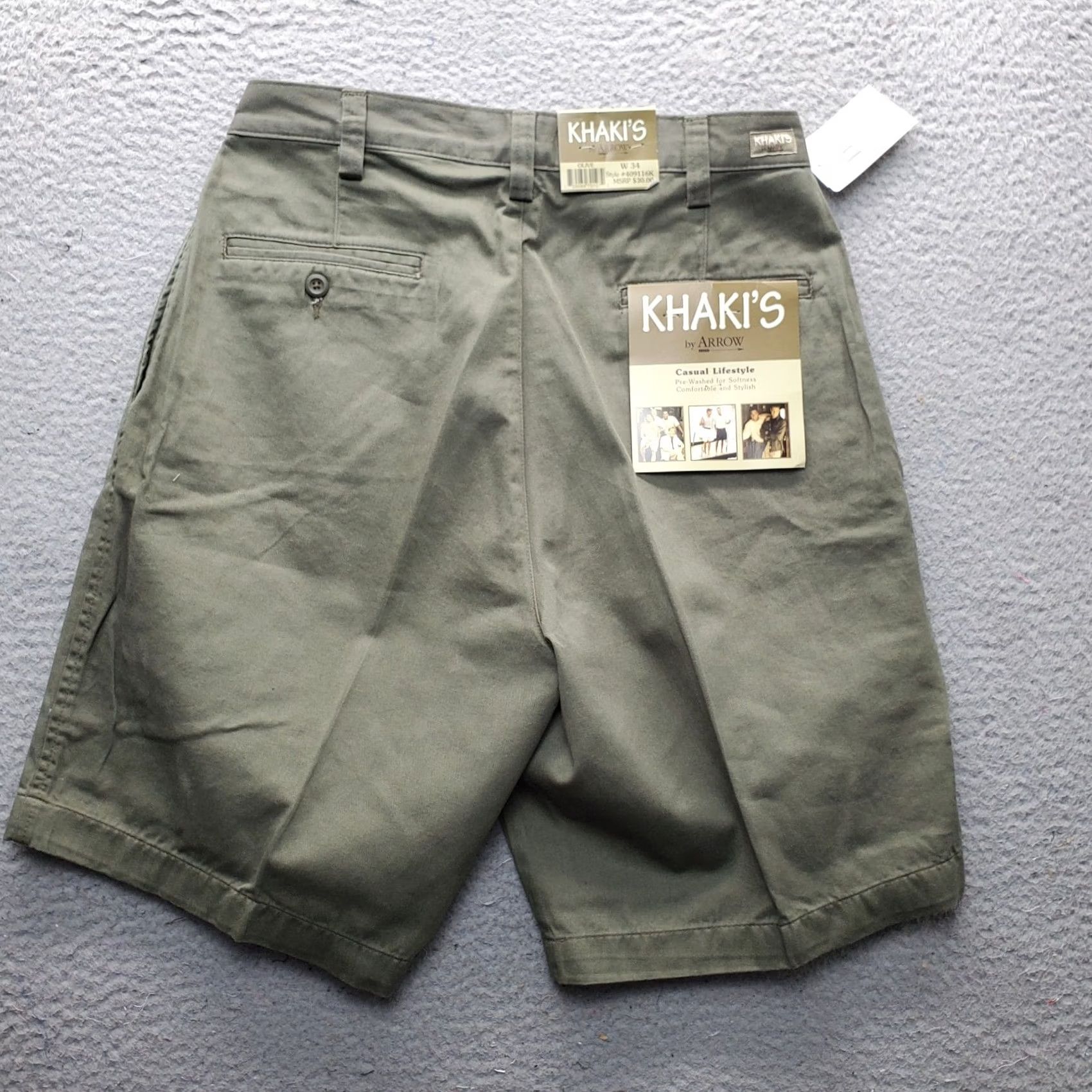 Arrow Arrow Khakis Shorts Mens 34W Green Classic Chino Casual Comfortable Charcoal Wash Size 34 Mens Size US 34 / EU 50 - 2 Thumbnail