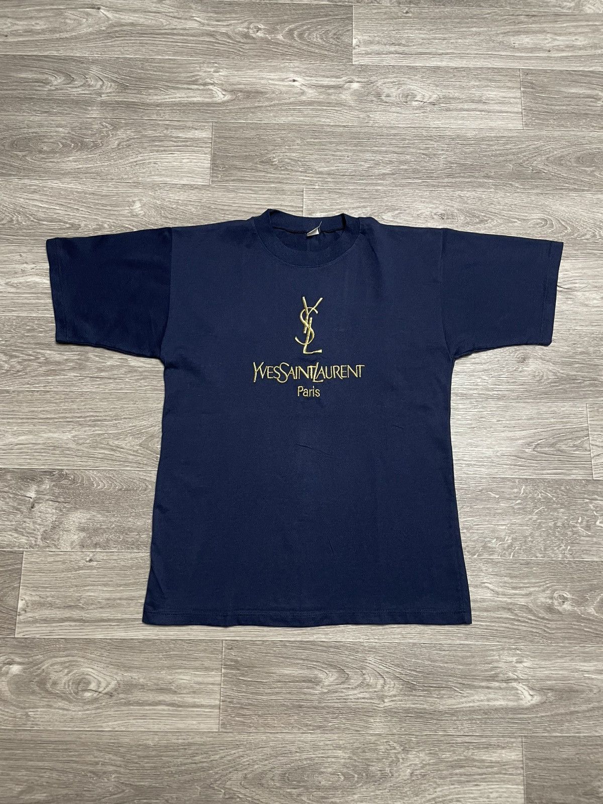 Vintage Yves Saint Laurent YSL Big Logo T-Shirt 90s