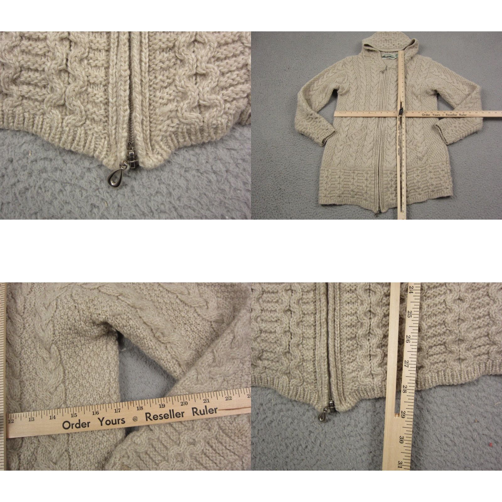 Vintage VINTAGE Aran Crafts Sweater Cardigan Womens Small S Beige Wool Full Zip 100% Knit 90s Size S / US 4 / IT 40 - 8 Thumbnail