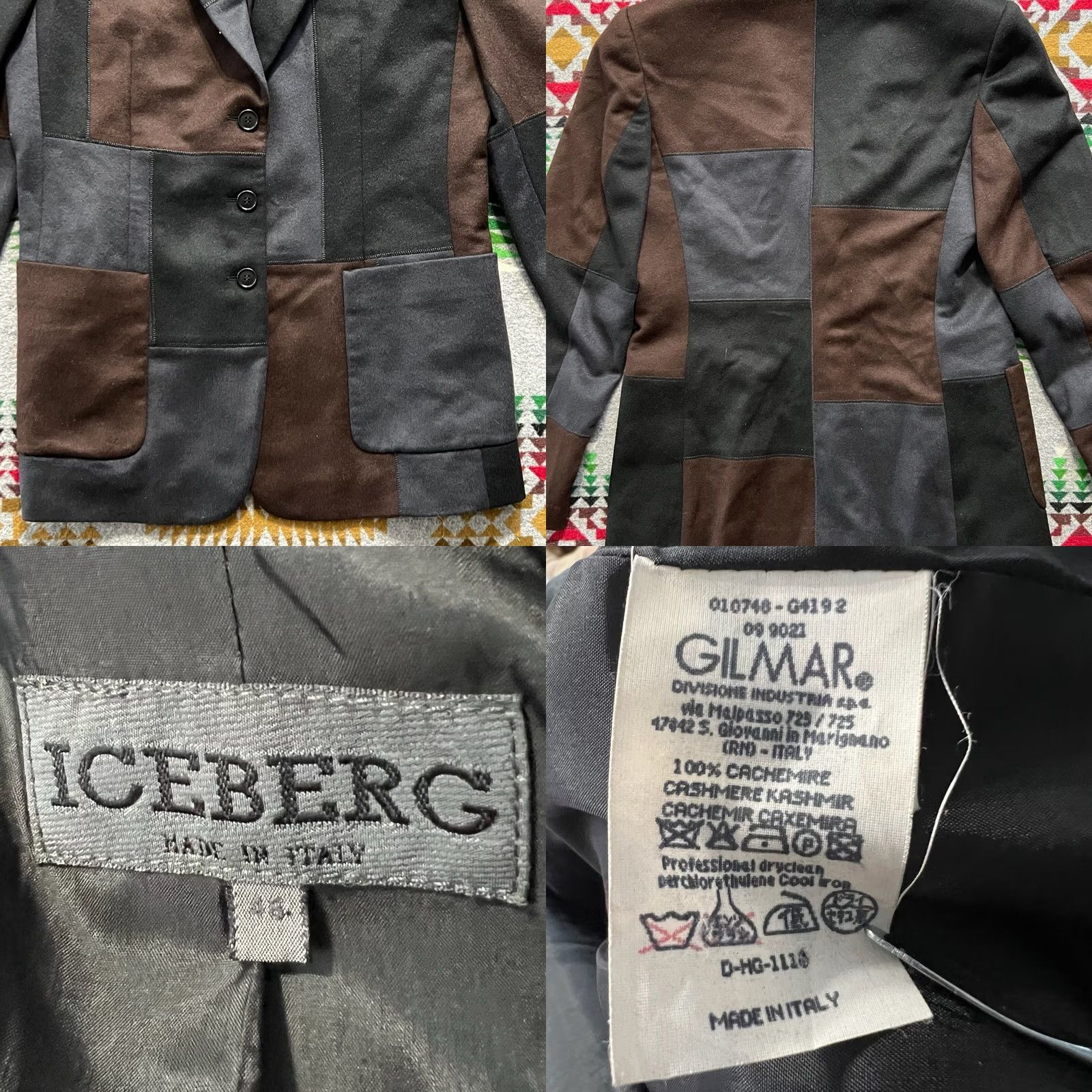 Vintage Iceberg Patchwork Blazer Womens 46 Cashmere Italy Designer Jacket A4 Size L / US 10 / IT 46 - 8 Thumbnail