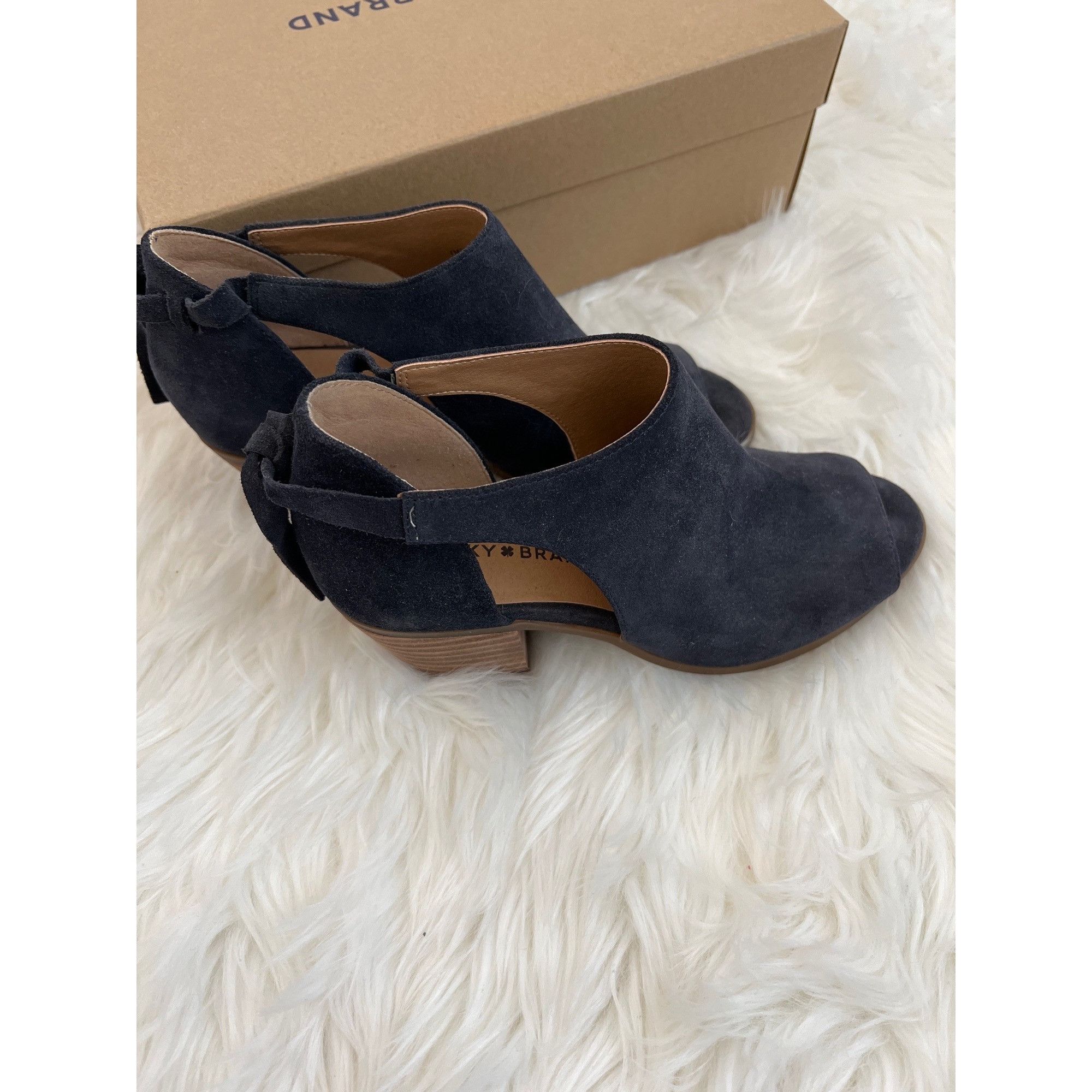 Lucky Brand Lucky Brand Betsee Moroccan Blue Suede Tie Back Booties Size US 7 / IT 37 - 1 Thumbnail