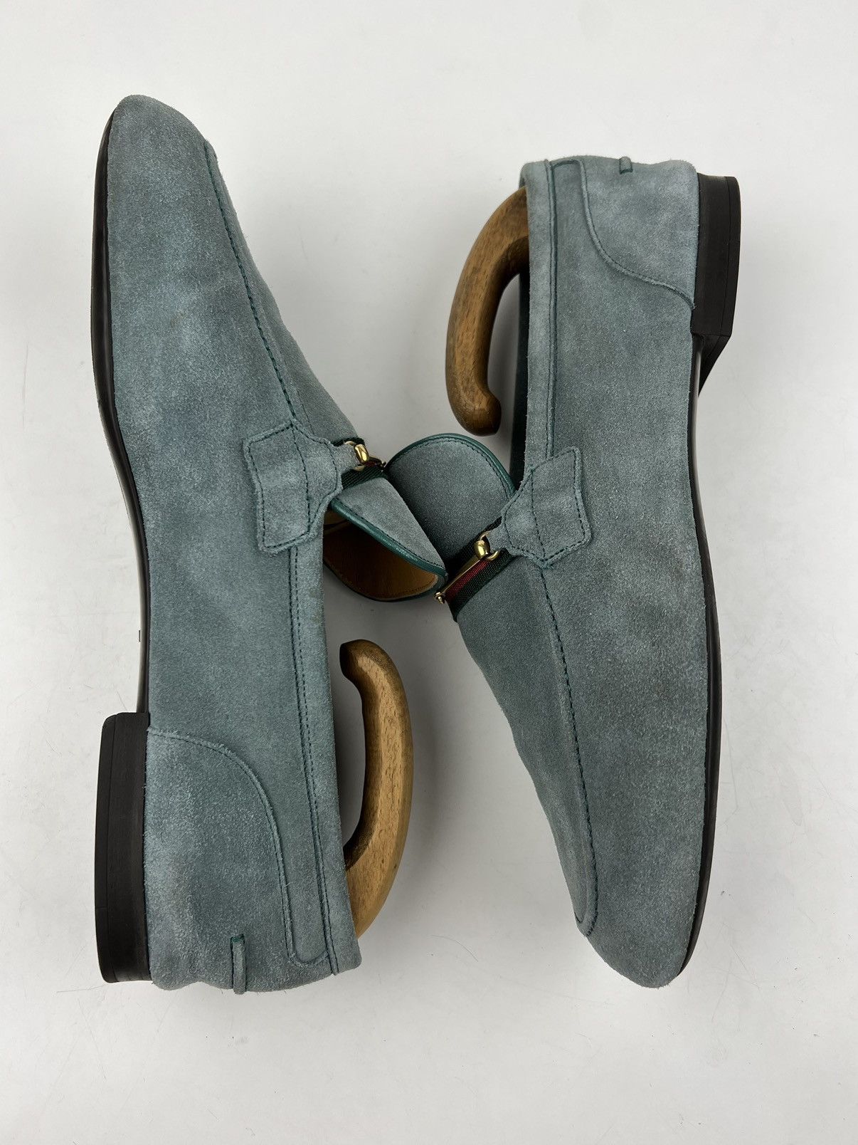 Gucci GUCCI Loafers Suede Slip Ons Shoes HORSEBIT Web Stripe Blue Size US 9.5 / EU 42-43 - 15 Thumbnail