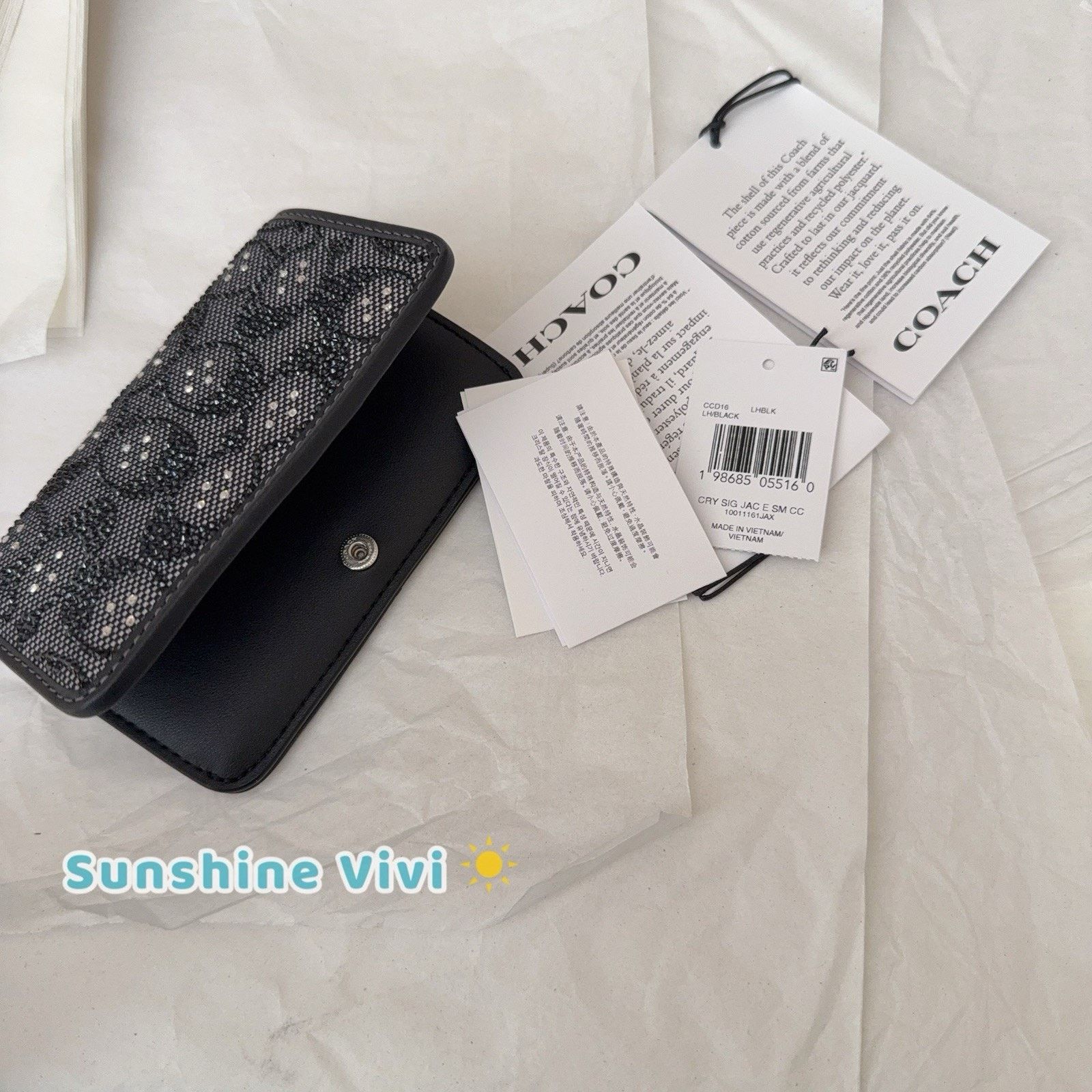 Coach NWT Coach Essential Slim Card Case Crystal CCD16 Black Size ONE SIZE - 5 Thumbnail