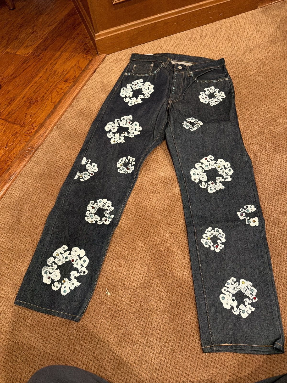 DENIM TEARS Denim tears rhinestone raw jeans Size US 32 / EU 48 - 1 Thumbnail