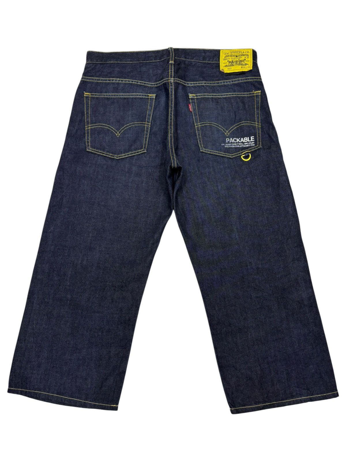 Fragment Design × Levi's 💛LEVIS TECHNICAL PACKABLE BAGGY DENIM JORTS Size US 35 - 2 Thumbnail