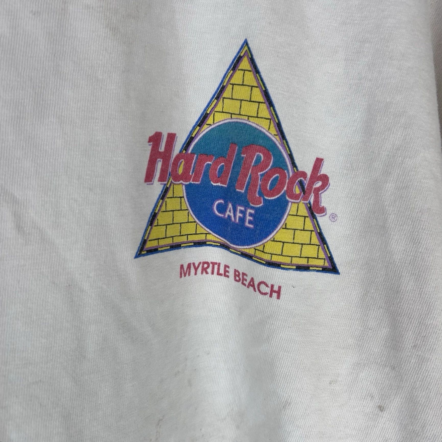 Hard Rock Cafe VINTAGE Hard Rock Cafe Shirt XL White Mens XL Thrashed Myrtle Beach Short Sleeve Crew Neck T-Shirt Size US XL / EU 56 / 4 - 3 Thumbnail