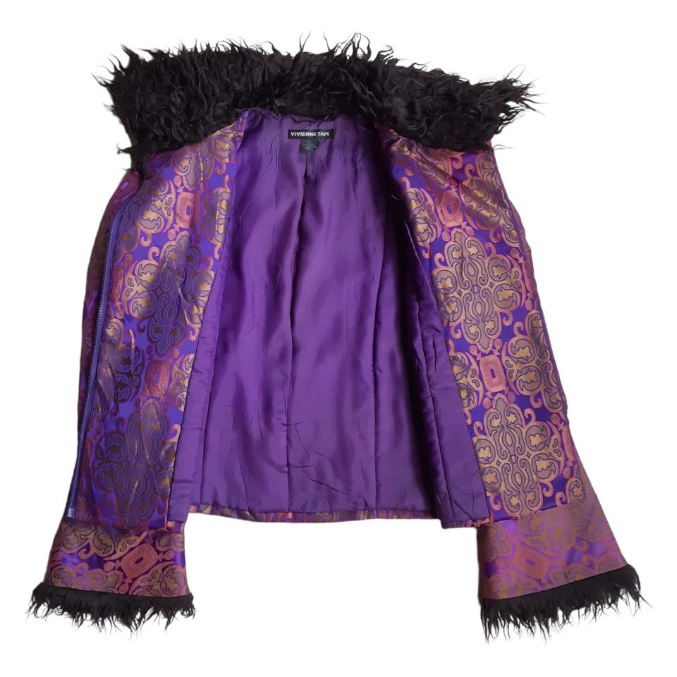 Vivienne Tam 90s Vintage Vivienne Tam Jacquard Purple Blue Jacket Size XS / US 0-2 / IT 36-38 - 8 Thumbnail