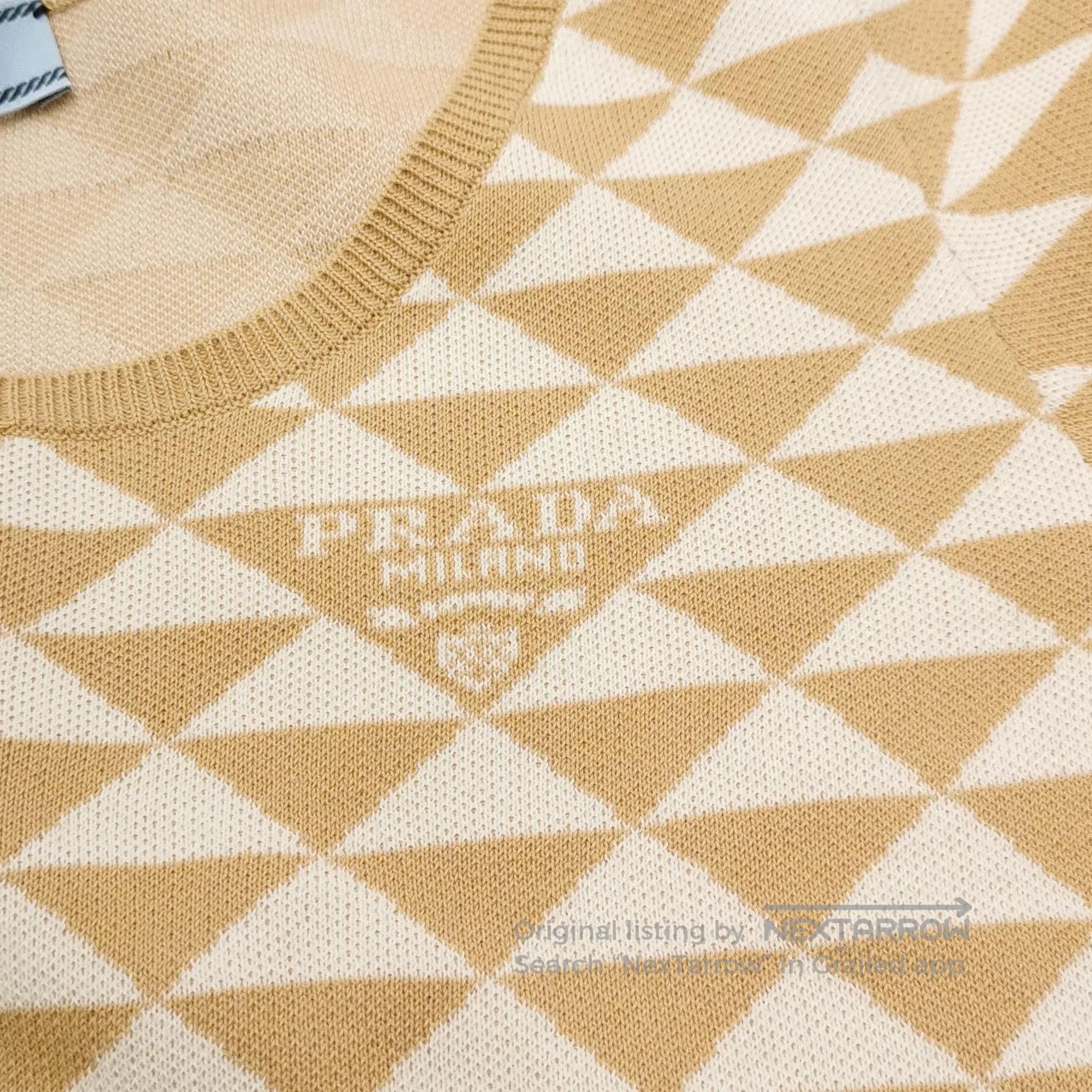 Prada Prada Color Block Knit Top in Beige . Size XS / US 0-2 / IT 36-38 - 3 Thumbnail