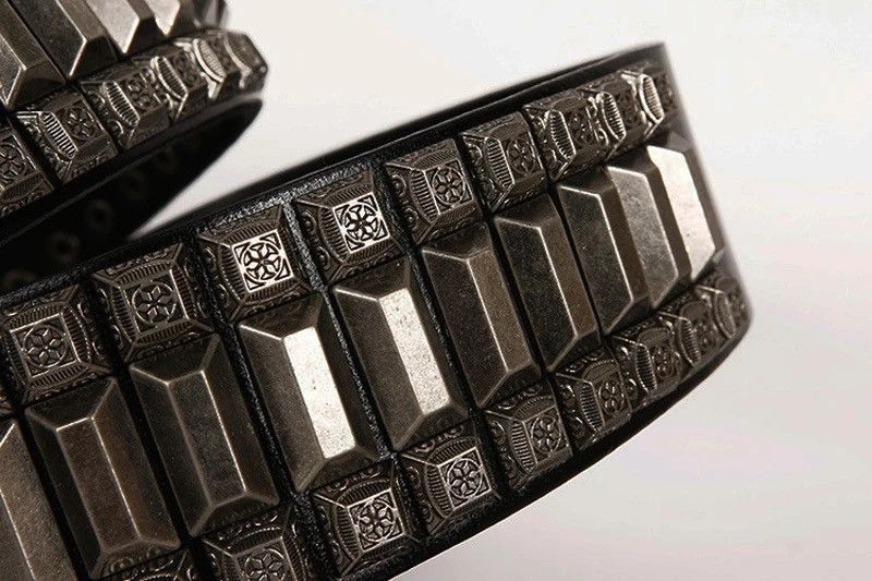 Designer 105cm Cowboy Motorcycle Jeans Heavy Metal Rivet Belts Size ONE SIZE - 3 Thumbnail