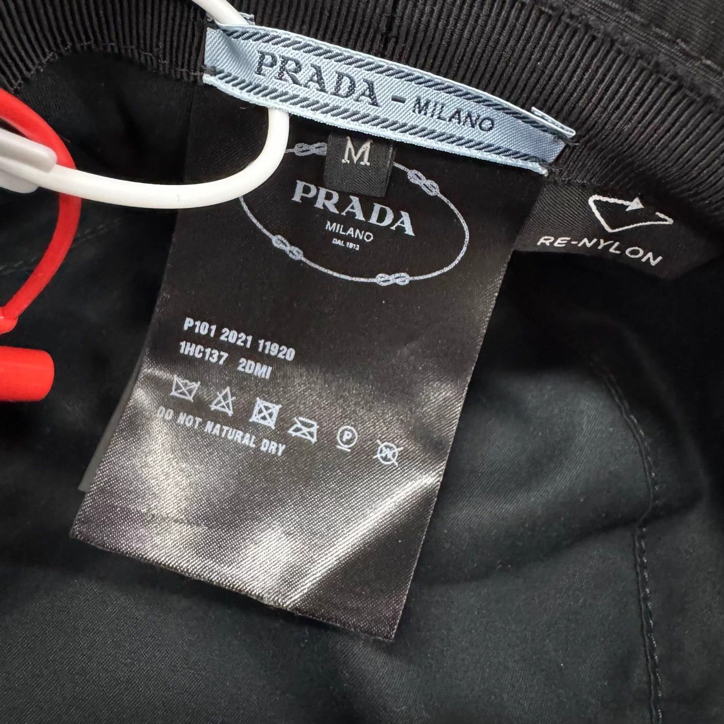 Prada Prada Black Recycled Nylon Tri Logo Bucket Hat M Size ONE SIZE - 5 Thumbnail