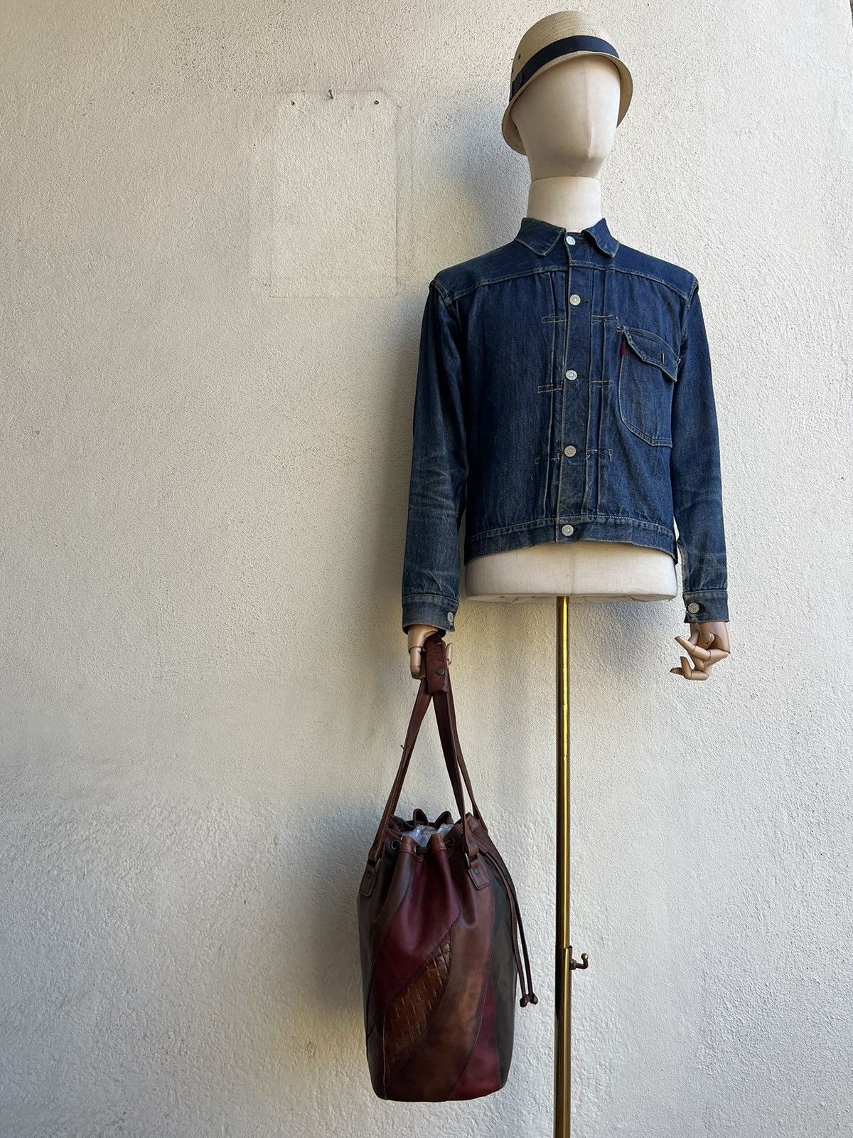 Leather Vintage K. Murata Japan Fade Patina Patchwork Tote Bag Size ONE SIZE - 6 Thumbnail