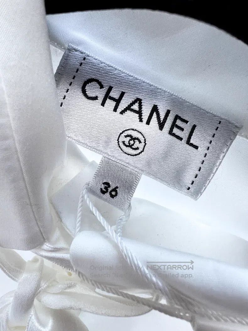 Chanel Chanel 25C white lapel bow tie long-sleeved shirt Size XS / US 0-2 / IT 36-38 - 5 Thumbnail