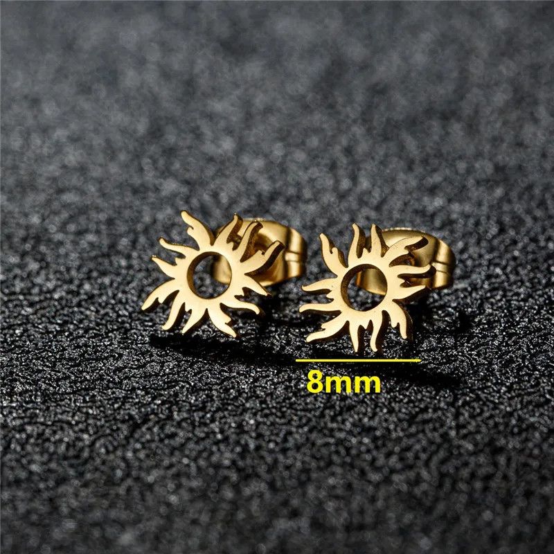 Jewelry Mini Burning Sun Stud Earrings Charm Earring Gift Size ONE SIZE - 2 Thumbnail