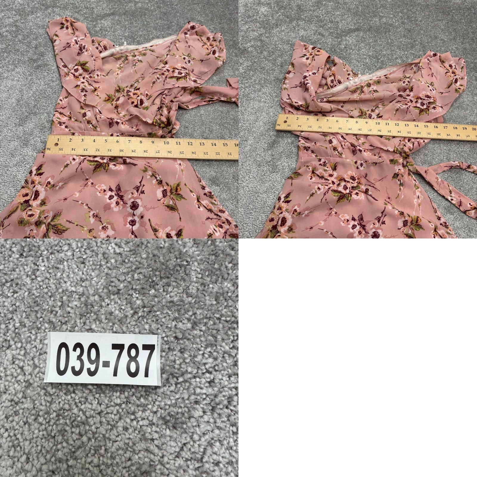 Vintage WAYF Dress Womens Midi Floral Wrap Ruffle Pink Hi-Low Short Sleeve Bohemian L Pink Womens Size L / US 10 / IT 46 - 9 Thumbnail