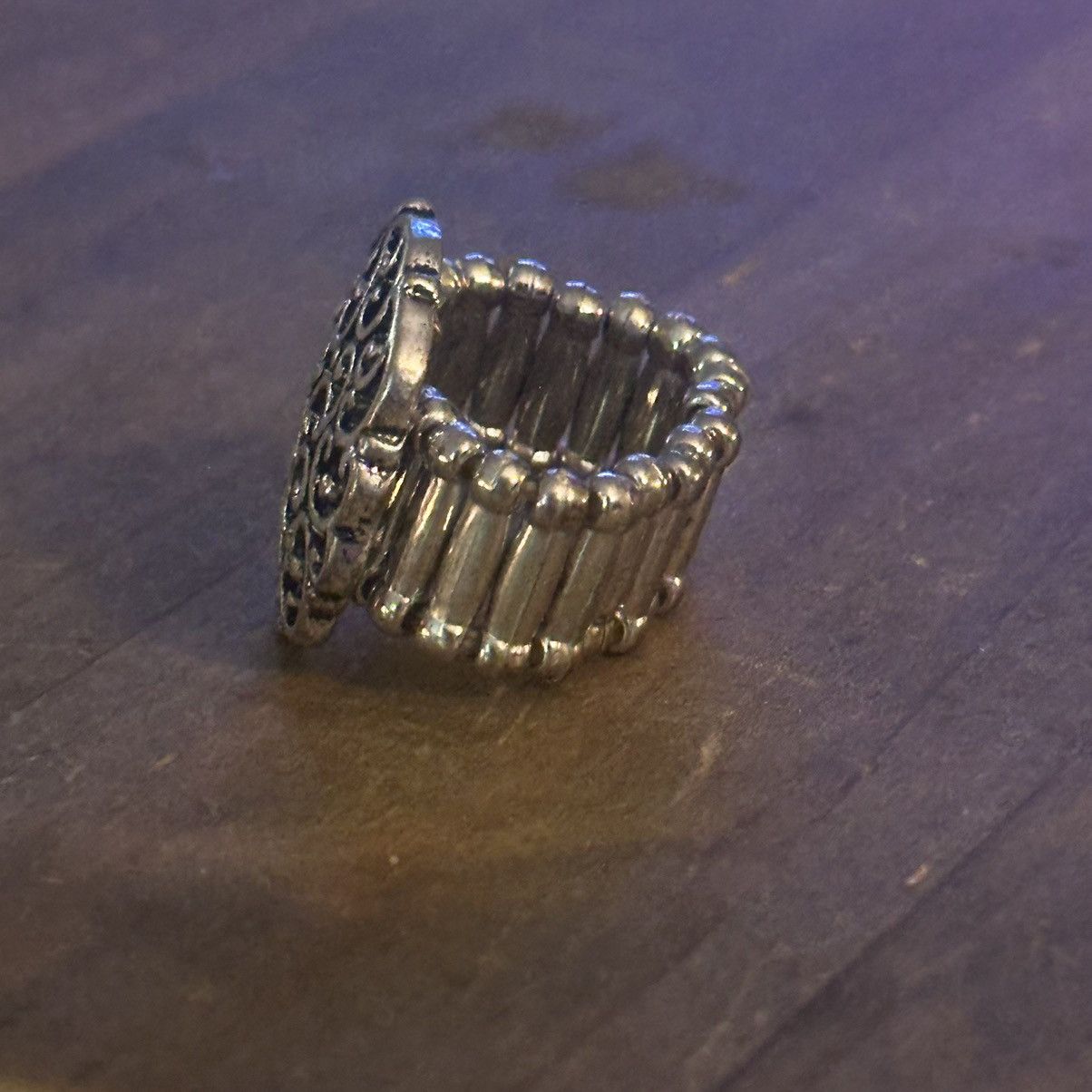 Other Silver tone filigree stretch ring Size ONE SIZE - 6 Thumbnail