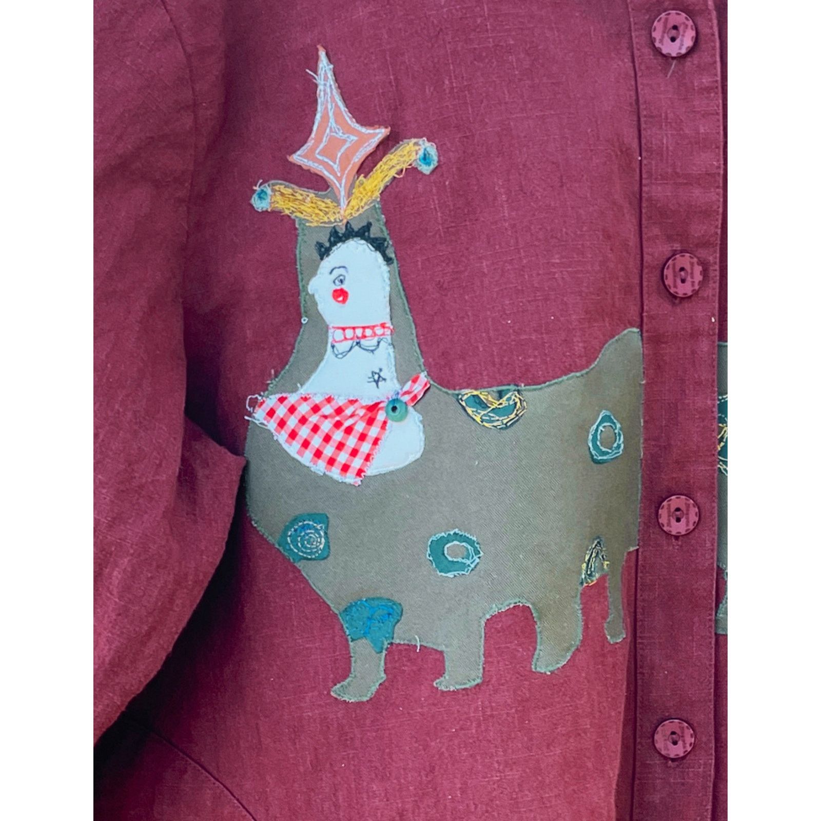 Handmade XXL Upcycled Oversized Shirt | Boho Maximalist Reworked Size XXL / US 16-18 / IT 52-54 - 4 Thumbnail