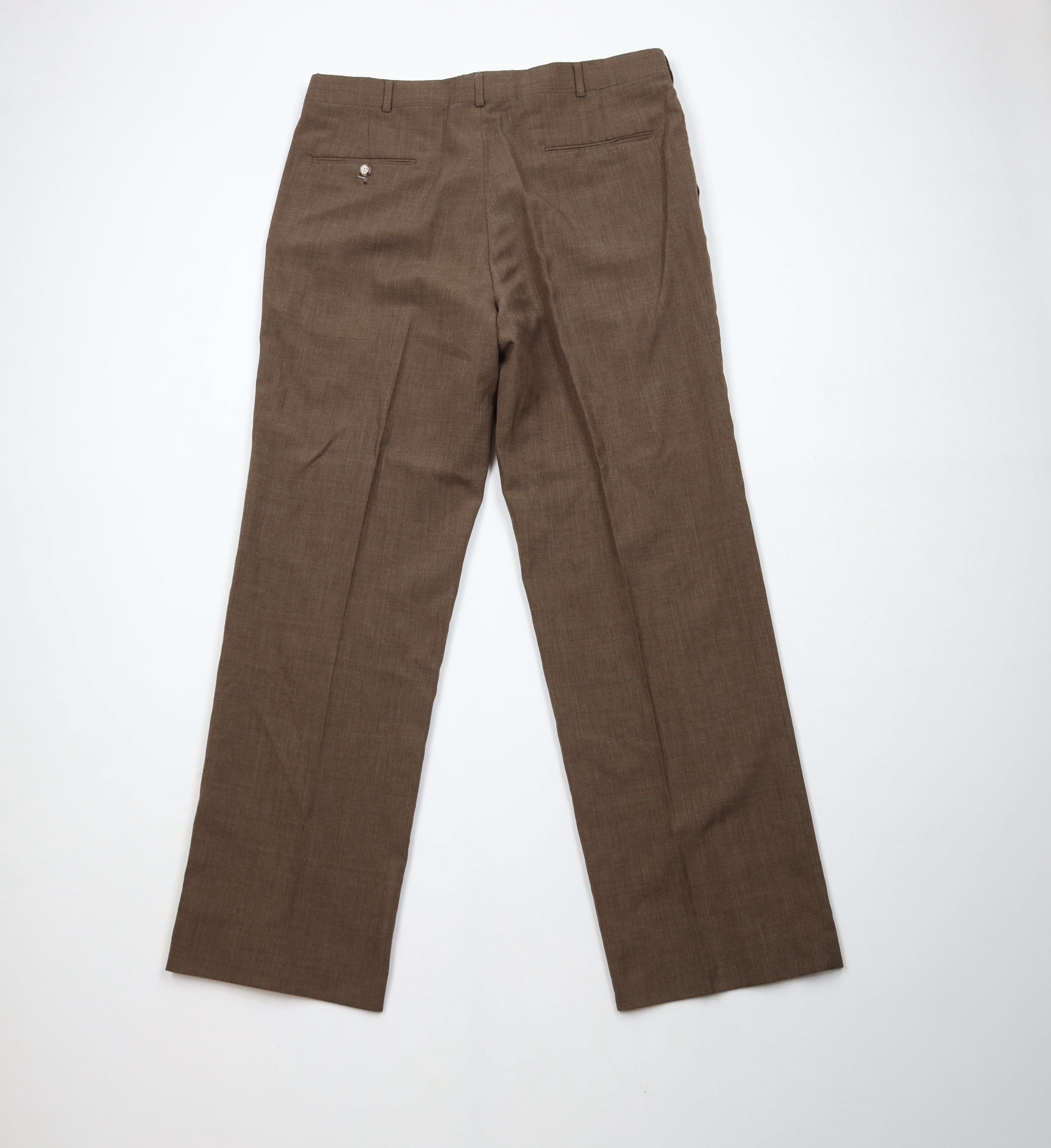 Vintage Vintage 70s Streetwear Wool Wide Leg Chino Pants Brown USA Size US 36 / EU 52 - 8 Thumbnail