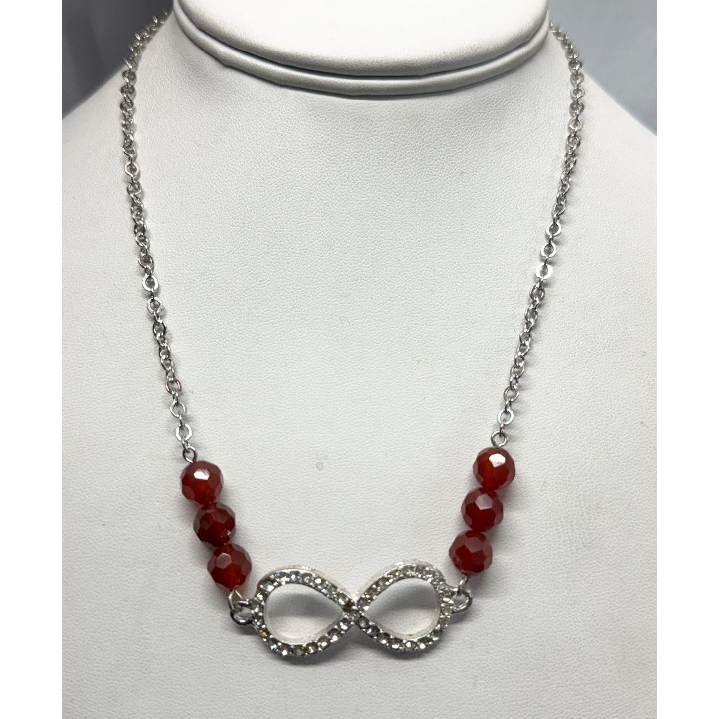 Vintage Vintage rhinestone infinity sign carnelian semi precious bea Size ONE SIZE - 1 Thumbnail