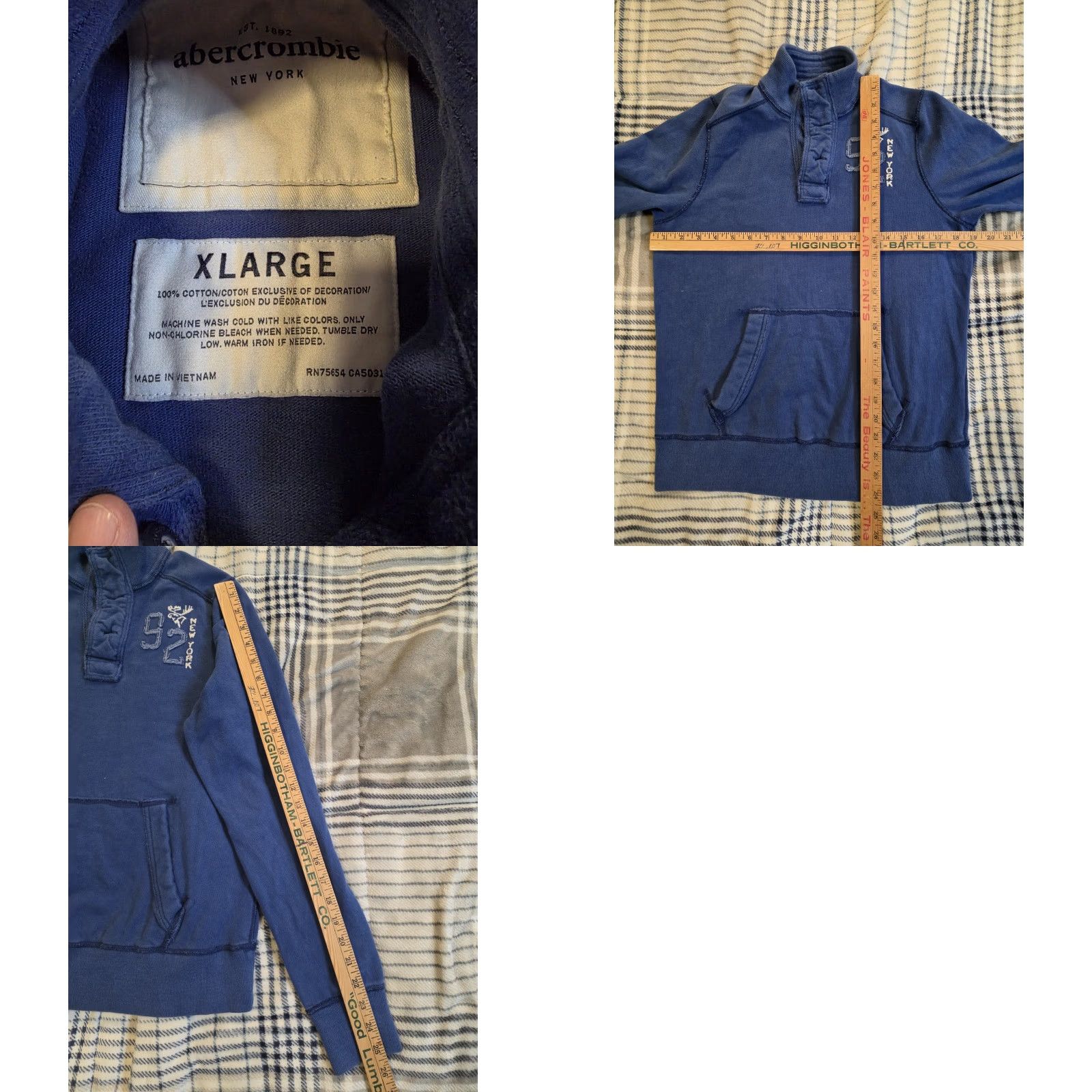 Abercrombie & Fitch VINTAGE Abercrombie & Fitch Kangaroo Pocket Mockneck Henley Blue Shirts Mens XL Medium Boys Xl? Size US M / EU 48-50 / 2 - 8 Thumbnail