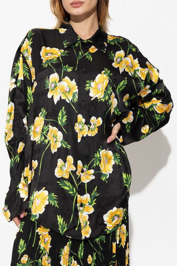 Balenciaga o1mt1gz0924 Floral Minimal Shirt Large Fit in Multicolor Size S / US 4 / IT 40 - 3 Thumbnail